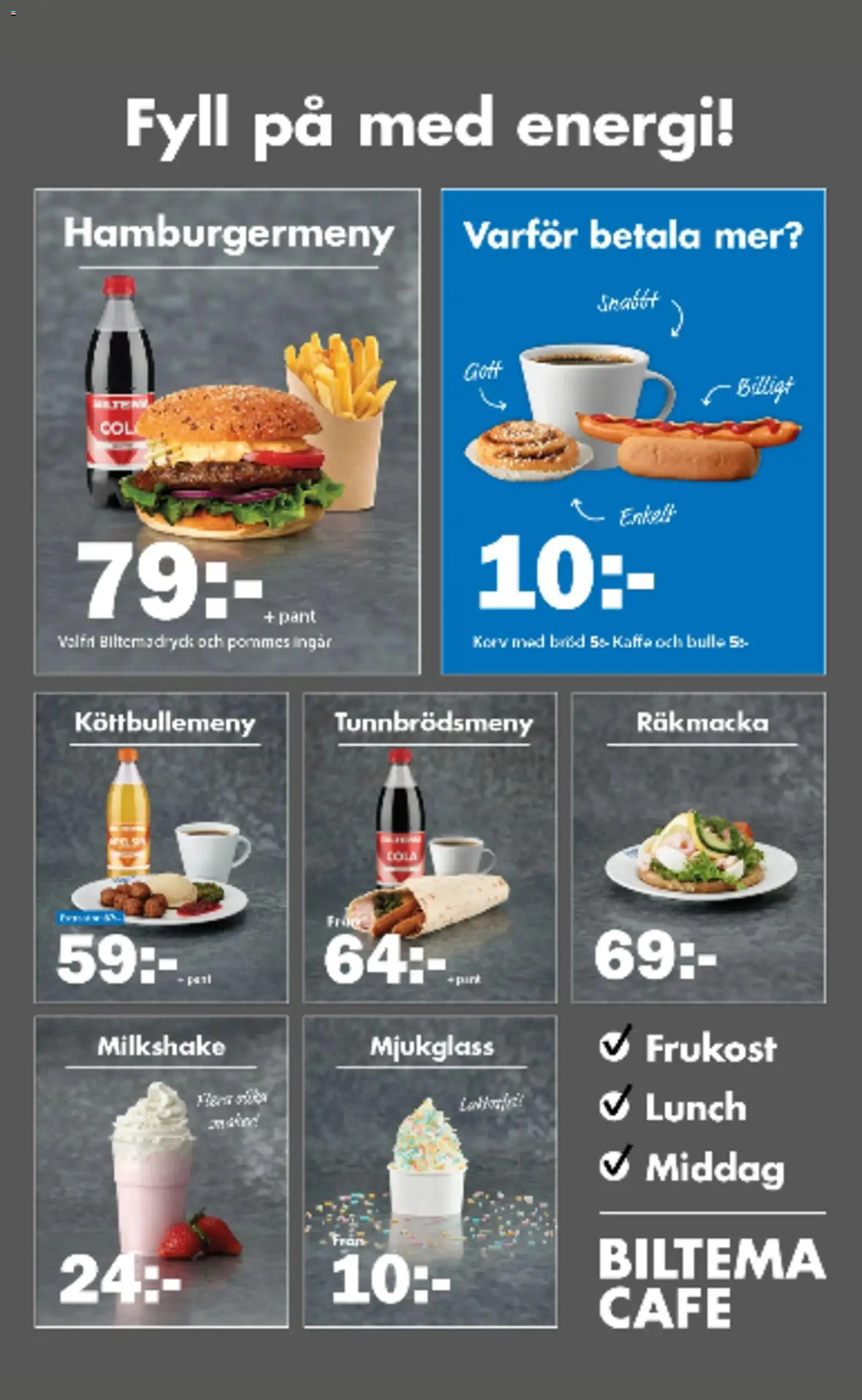 Biltema reklamblad aktuell från 14/08/2026 | Sida: 15 | Produkter: Korv, Bulle, Bröd, Kaffe