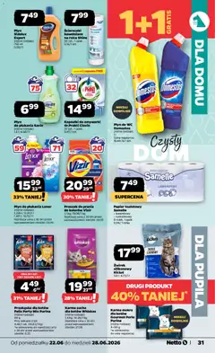 Pogląd oferty "Netto gazetka od poniedziałku spożywcza" - ważna od 22.06.2026 | Strona: 31 | Produkty: Lenor proszek, Papier toaletowy, Domestos, Proszek do prania