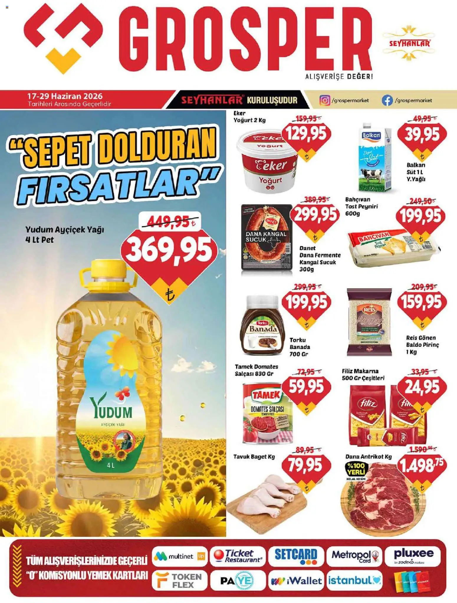 Grosper Katalog - 17.06.2026 tarihinden itibaren geçerlidir | Sayfa: 1 | Ürünler: Sepet, Pirinç, Makarna, Sucuk