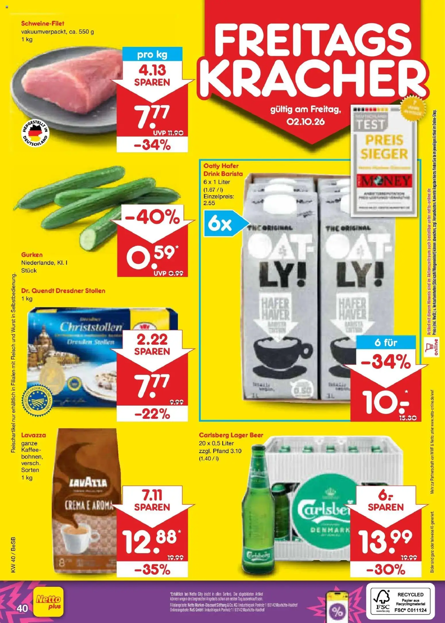 Netto Marken-Discount Prospekt Kremmen – gültig ab 28.09.2026 | Seite: 60 | Produkte: Kaffee, Schweinefilet, Wurst, Gurken