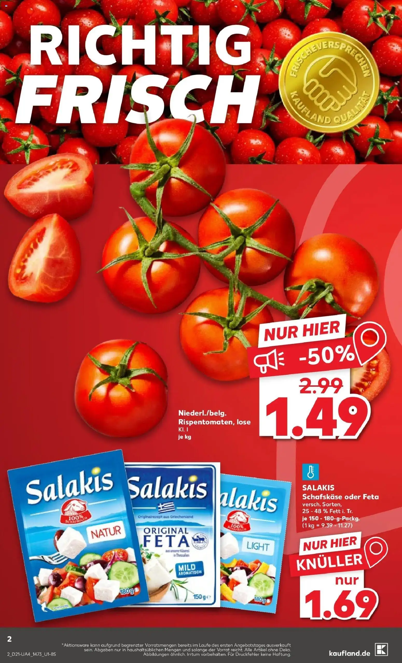 Kaufland Prospekt Herzberg (Elster) – gültig ab 21.05.2026 | Seite: 2 | Produkte: Feta, Salakis, Schafskase