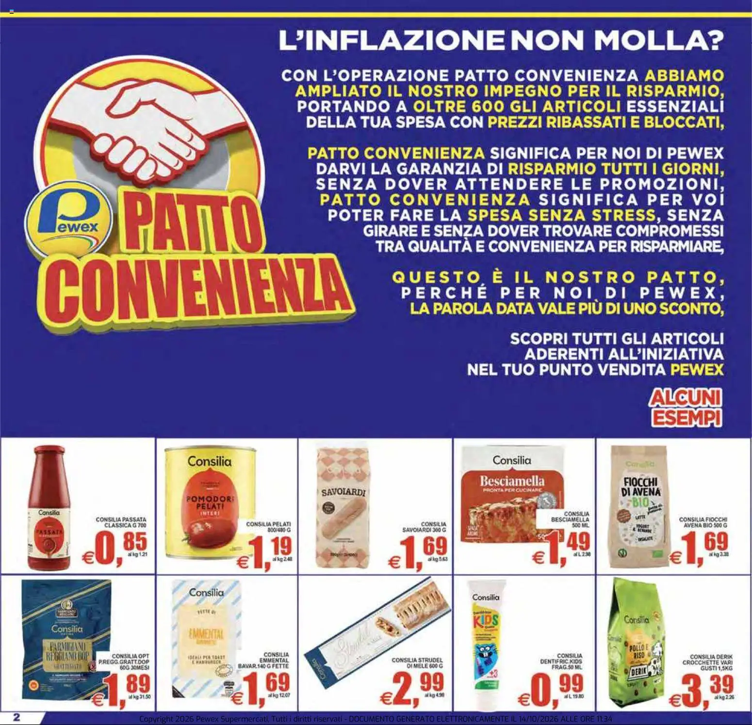 Volantino Pewex del 14/10/2026 | Pagina: 2 | Prodotti: Fiocchi, Pomodori, Data, Savoiardi