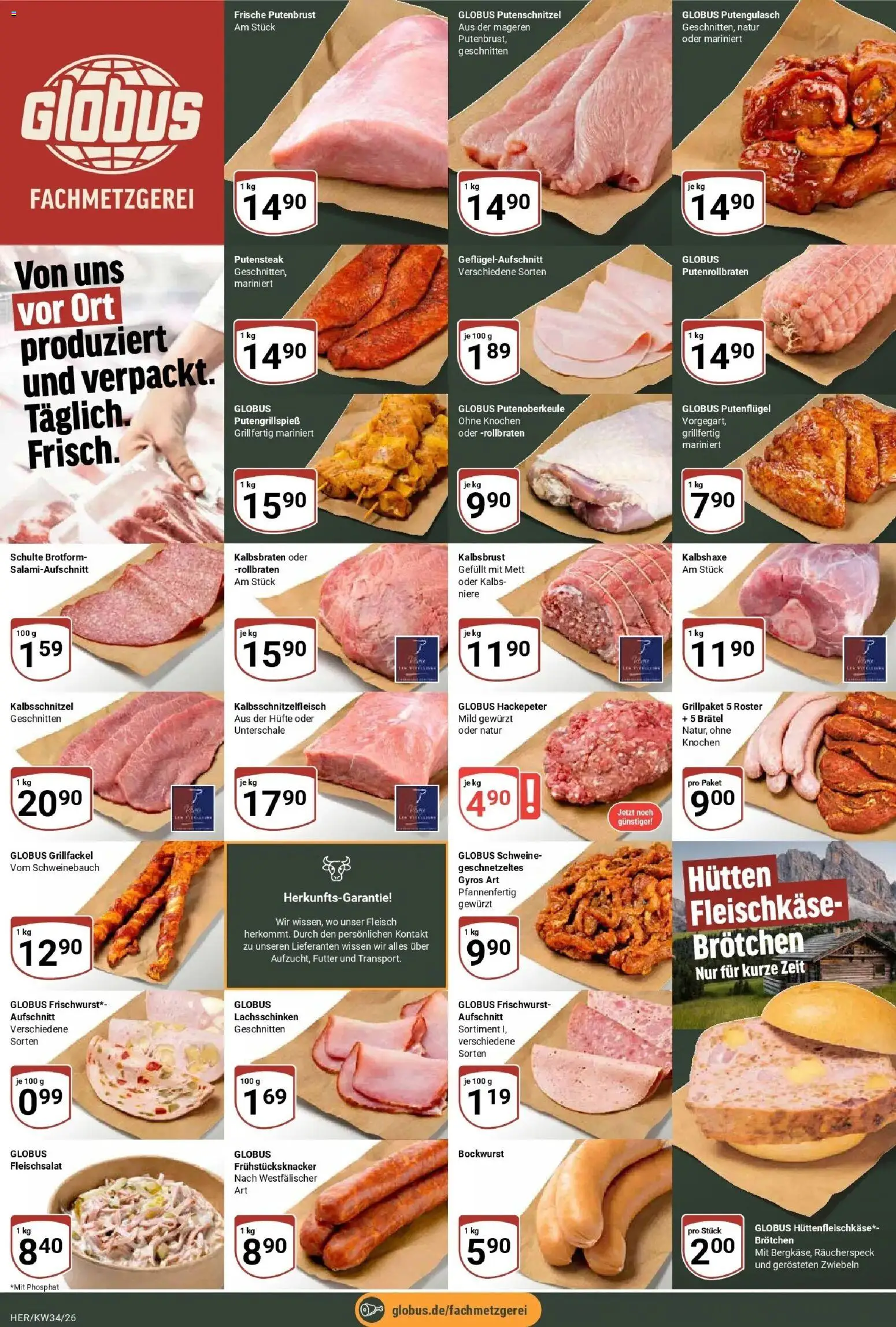 Globus Prospekt Hermsdorf (ab 17.08.2026) » Angebote online | Seite: 11 | Produkte: Bockwurst, Zwiebeln, Putenschnitzel, Fleisch