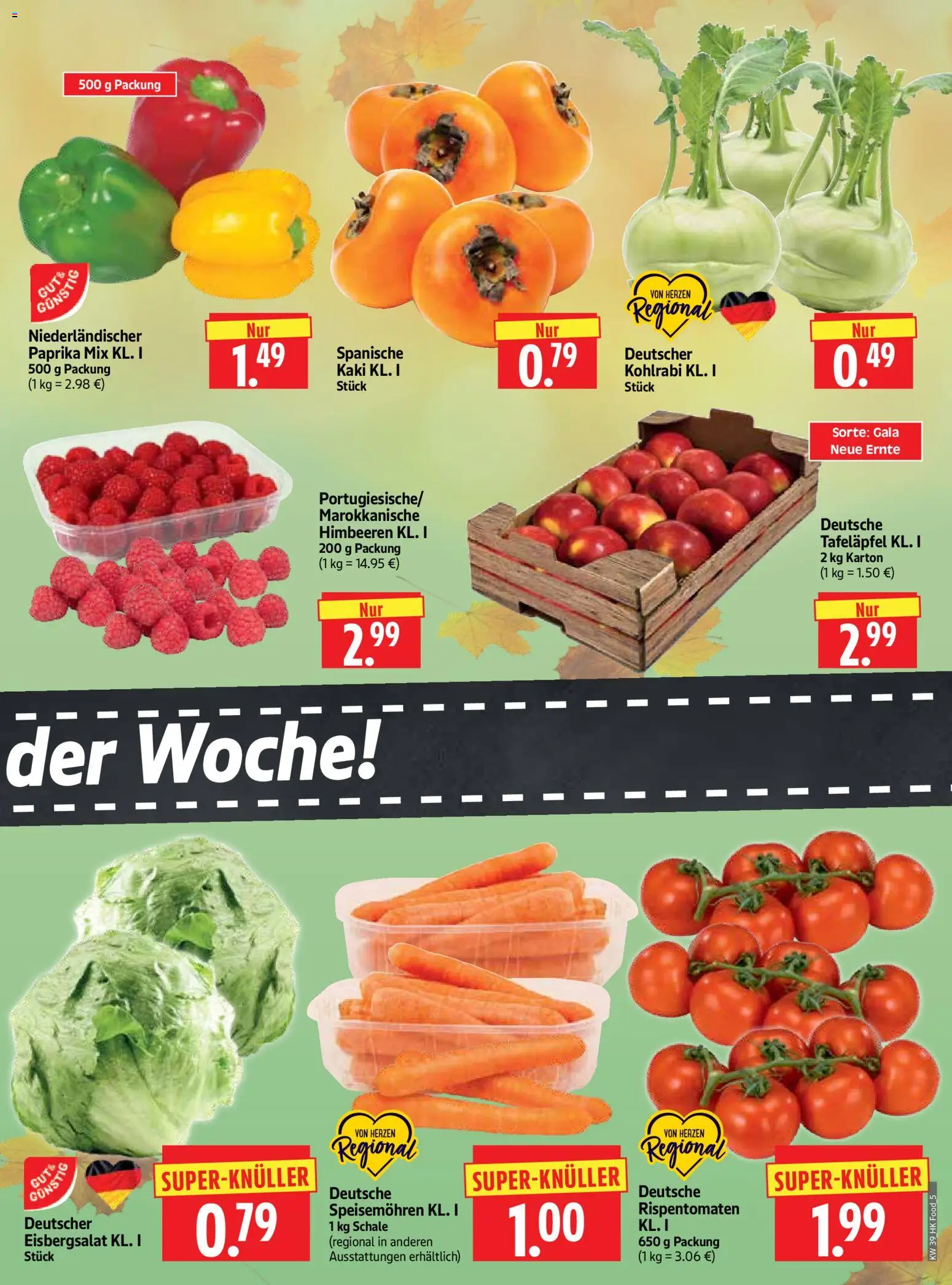 HERKULES Prospekt – gültig ab 21.09.2026 | Seite: 5 | Produkte: Himbeeren, Eisbergsalat, Paprika, Kaki
