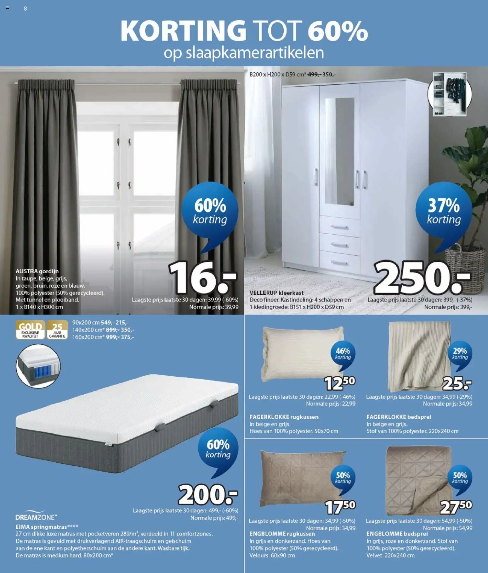 {H1} | Pagina: 8 | Producten: Matras, Kastindeling