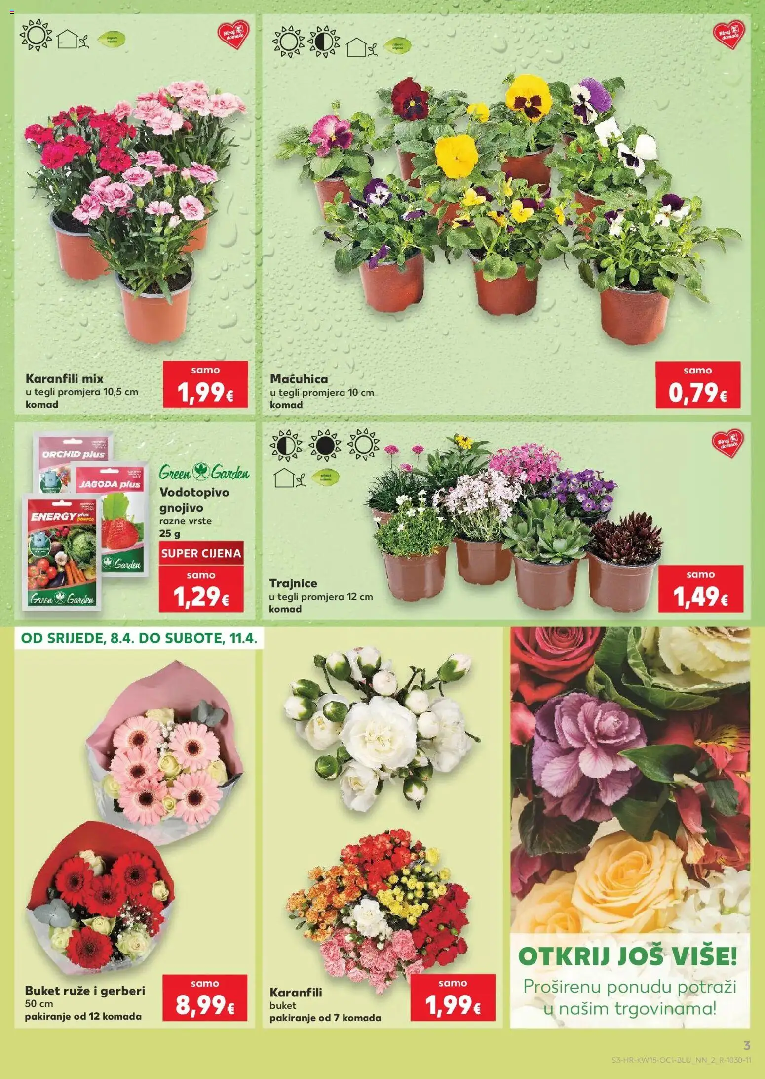 Kaufland katalog | vrijedi od 08.04.2026 | Stranica: 3 | Proizvodi: Gnojivo, Karanfili, Buket