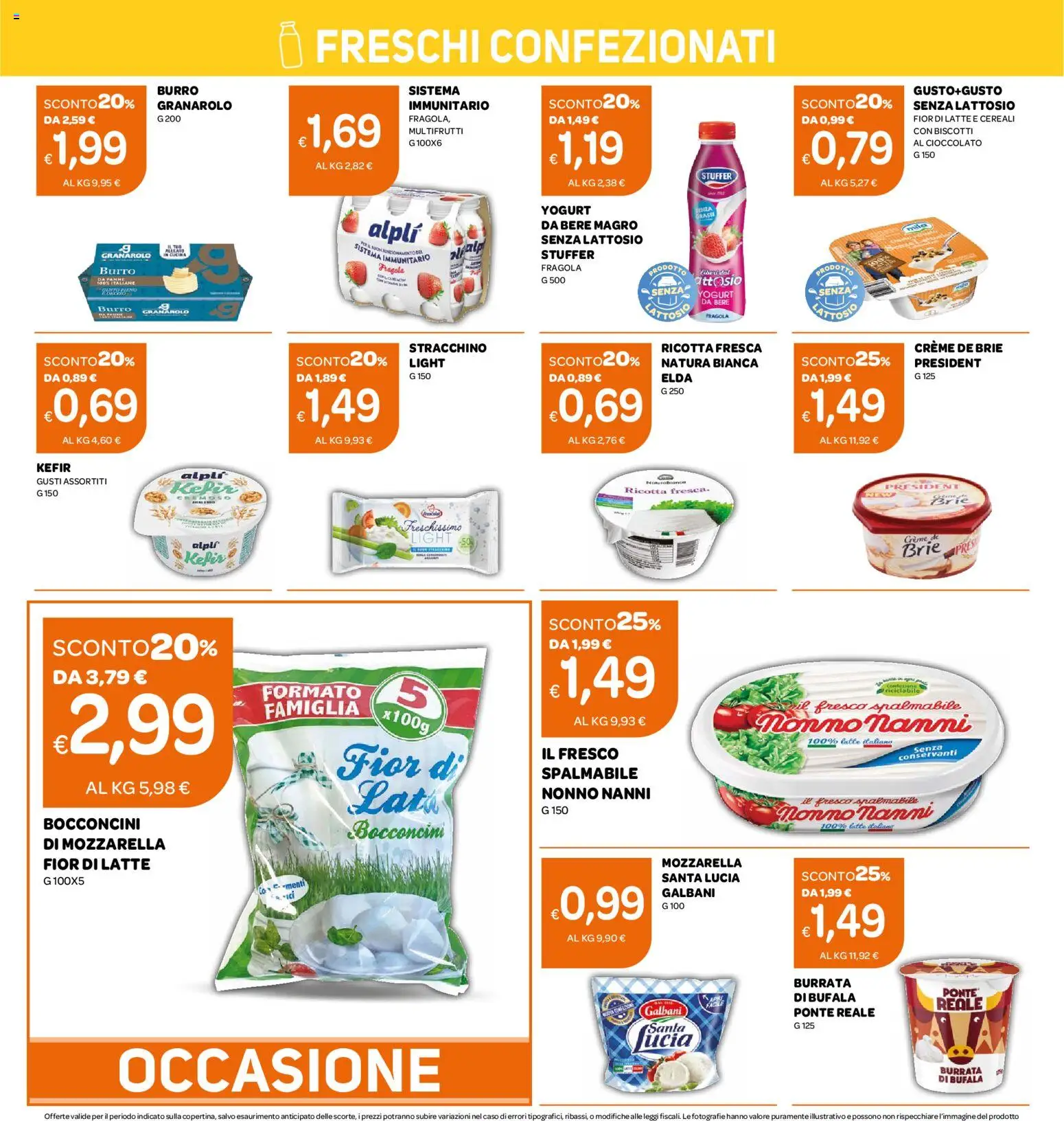 Volantino Ekom del 11/08/2026 | Pagina: 6 | Prodotti: Mozzarella, Latte, Ricotta, Senza lattosio