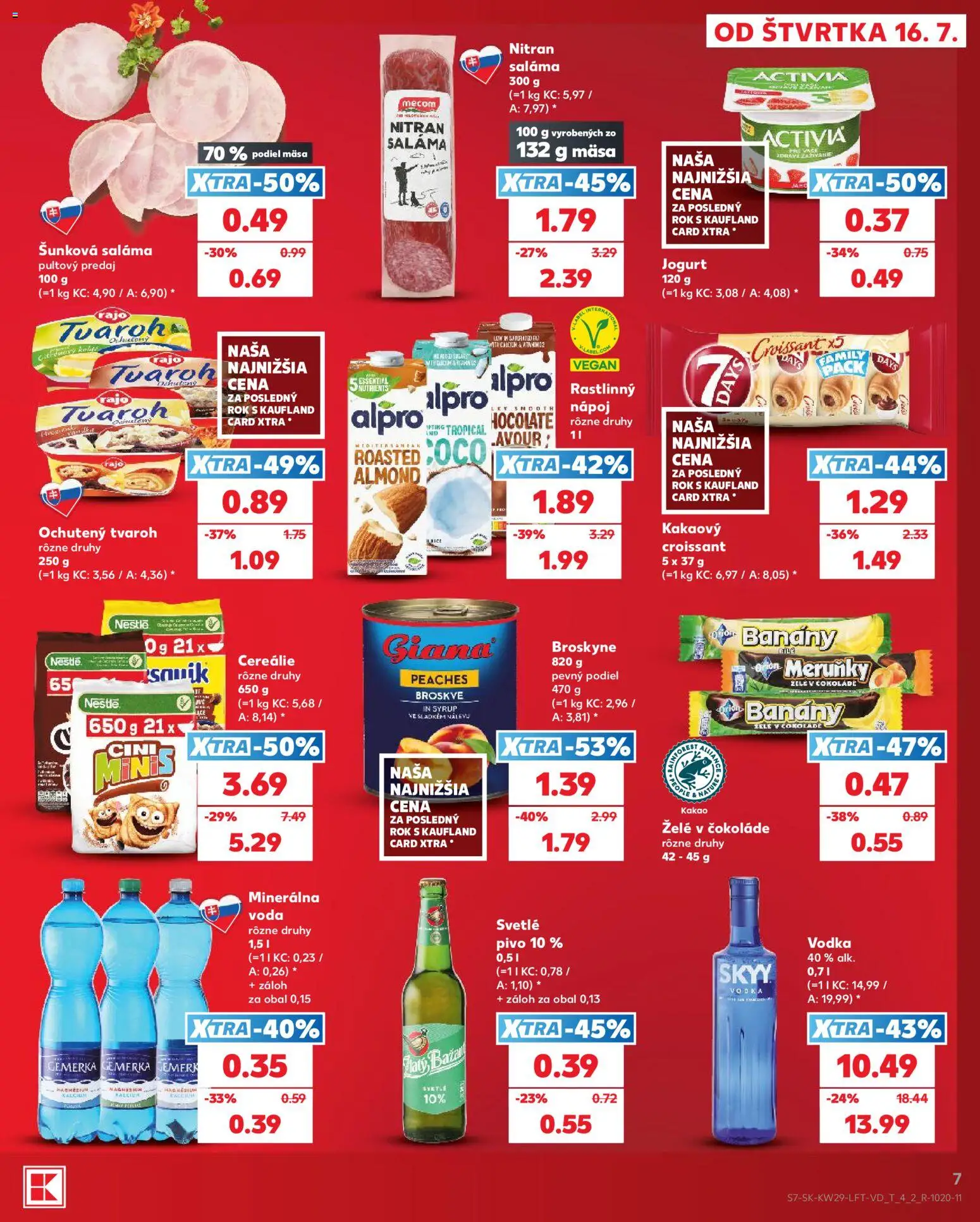 Nové Kaufland akcie – leták je platný od 16.07.2026 | Strana: 7 | Produkty: Banány, Minerálna voda, Gemerka, Kakao