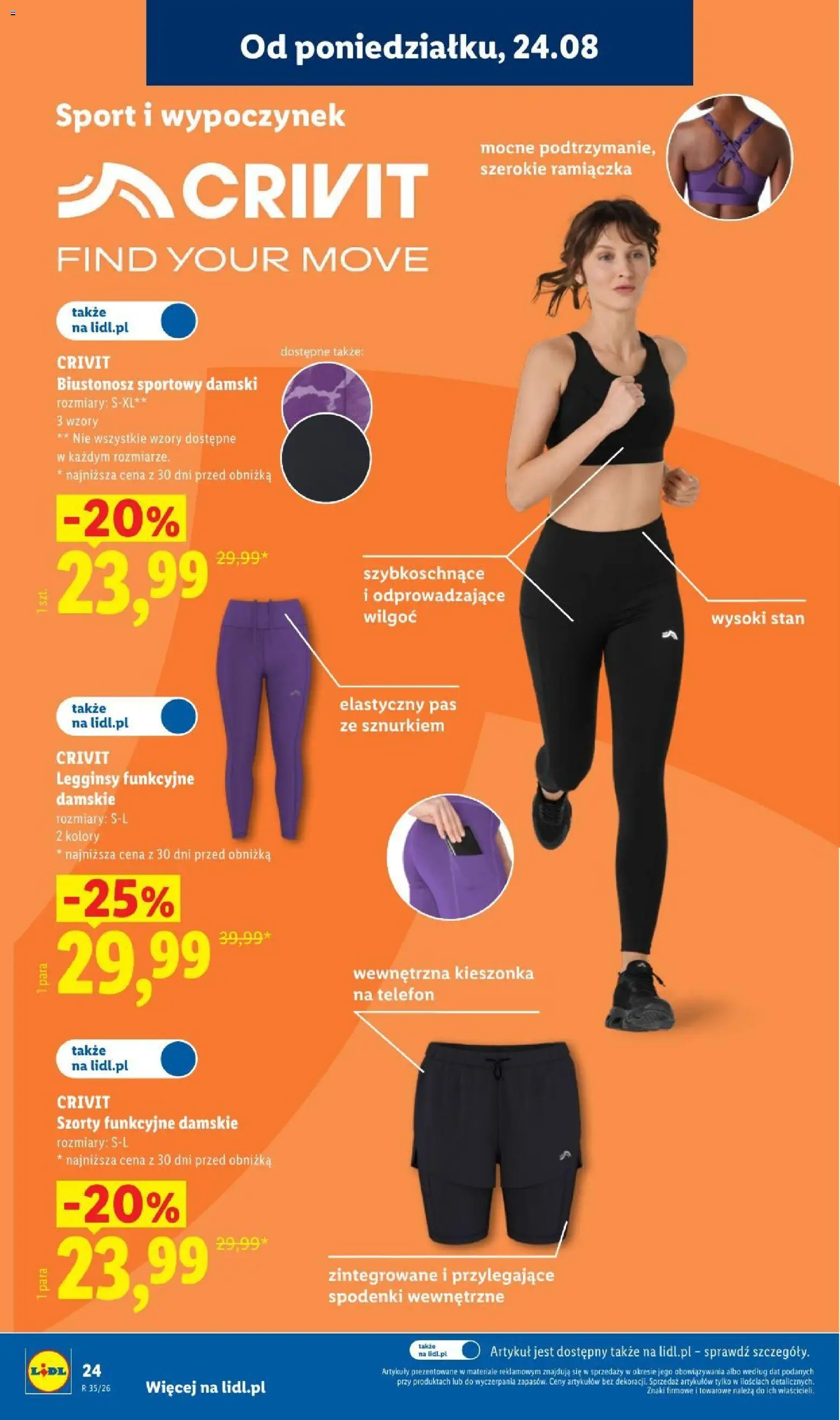Lidl Katalog od 24.08.2026 | Strona: 30 | Produkty: Szorty, Biustonosz, Legginsy, Telefon