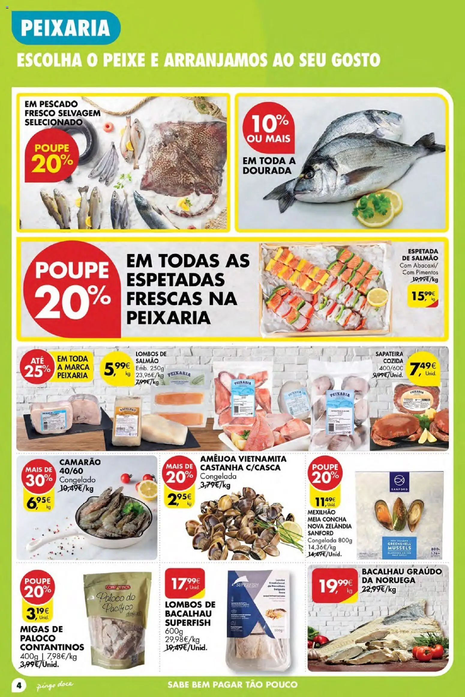 Pingo Doce Poupe Esta Semana Açores │ válido de 28.05.2026 | Página: 4 | Produtos: Bacalhau, Camarão, Sapateira, Peixe