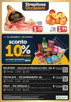 Anteprima del volantino Decò volantino Gourmet valido a partire dal 11/09/2026 | Pagina: 9 | Prodotti: Prosciutto Crudo, Rucola, Nettarine, Telefono