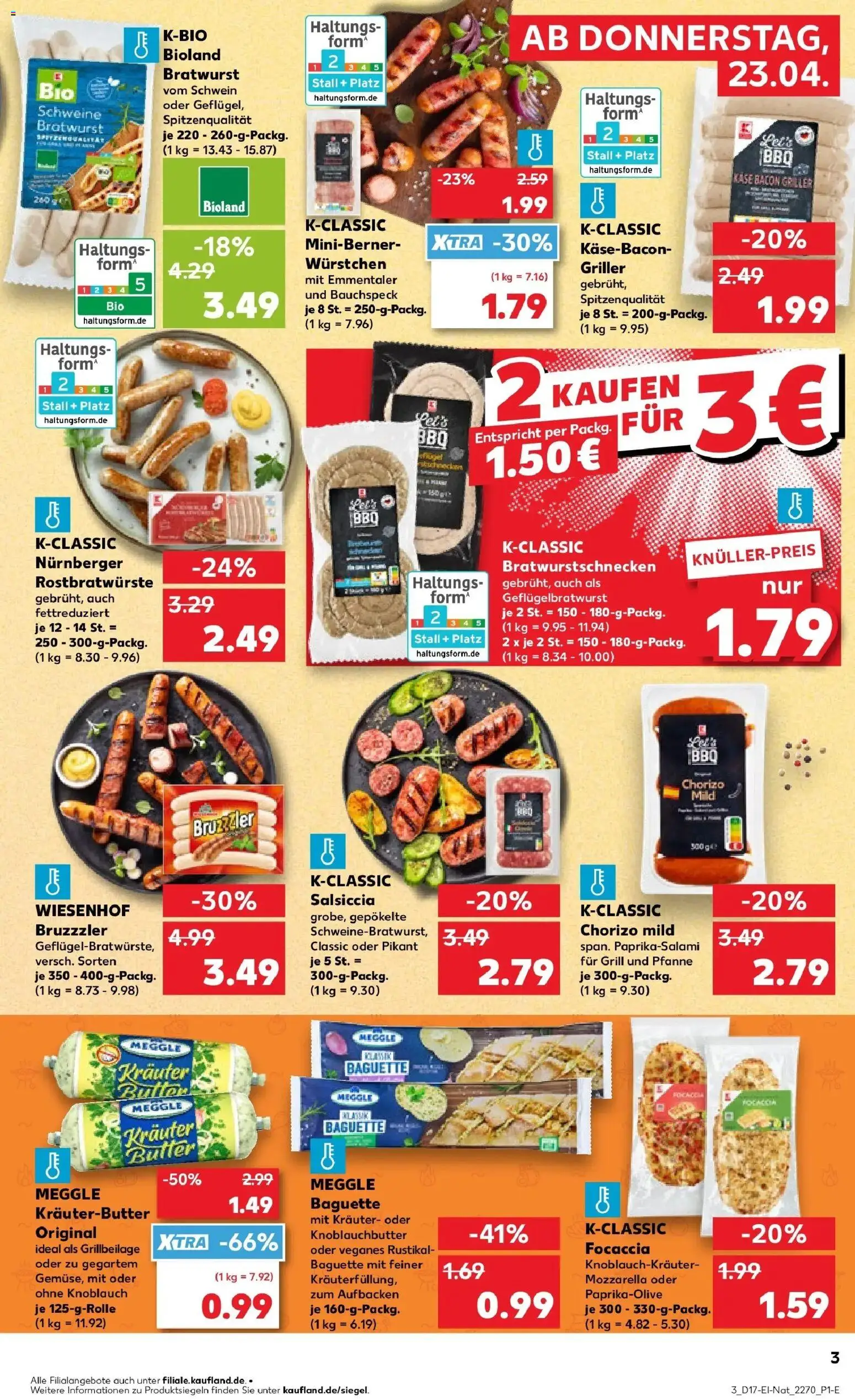 Kaufland Prospekt Aschaffenburg	 – gültig ab 23.04.2026 | Seite: 3 | Produkte: Grill, Mozzarella, Knoblauch, Griller