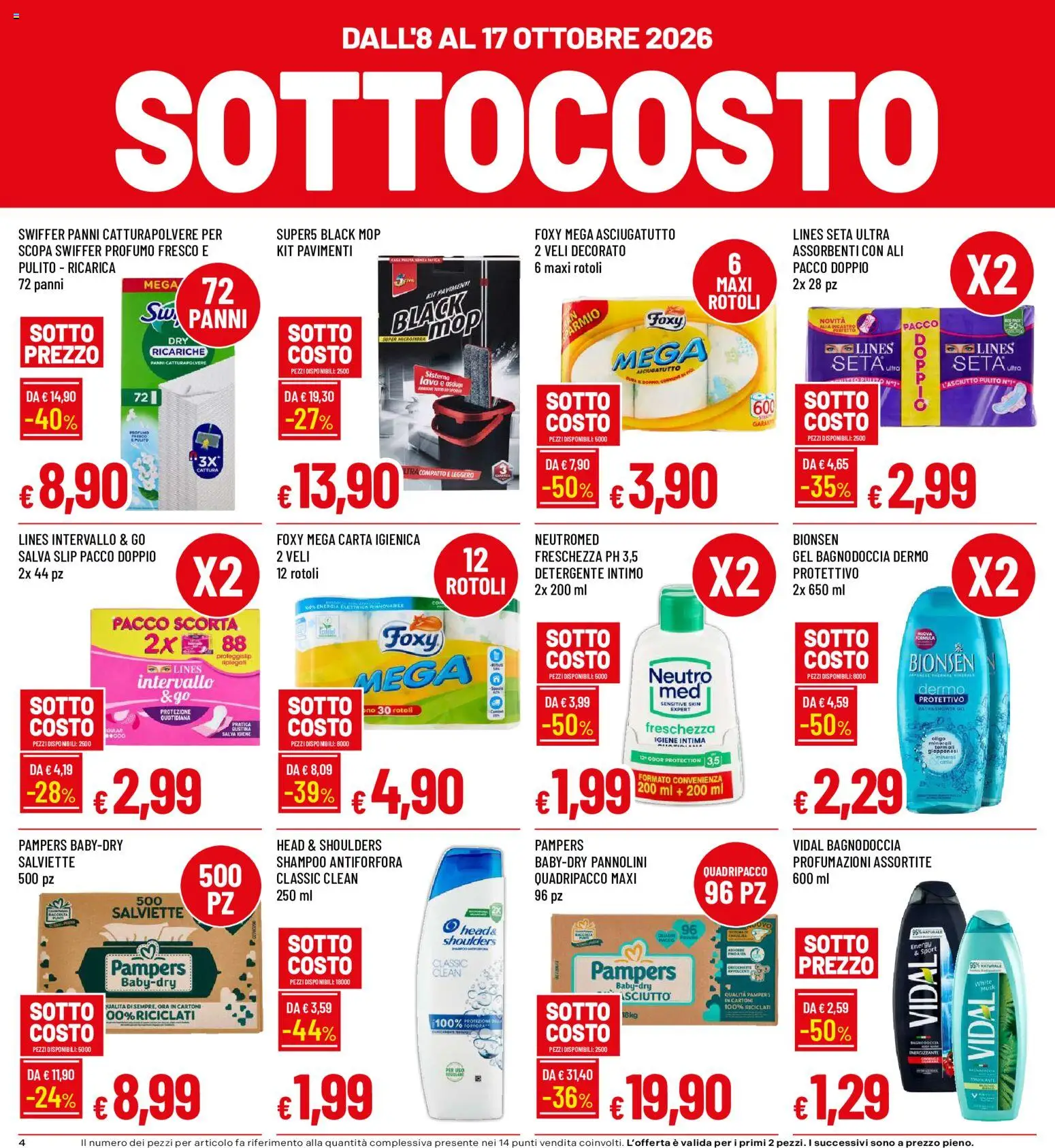 Volantino Galassia del 08/10/2026 | Pagina: 4 | Prodotti: Detergente intimo, Slip, Pampers, Shampoo antiforfora