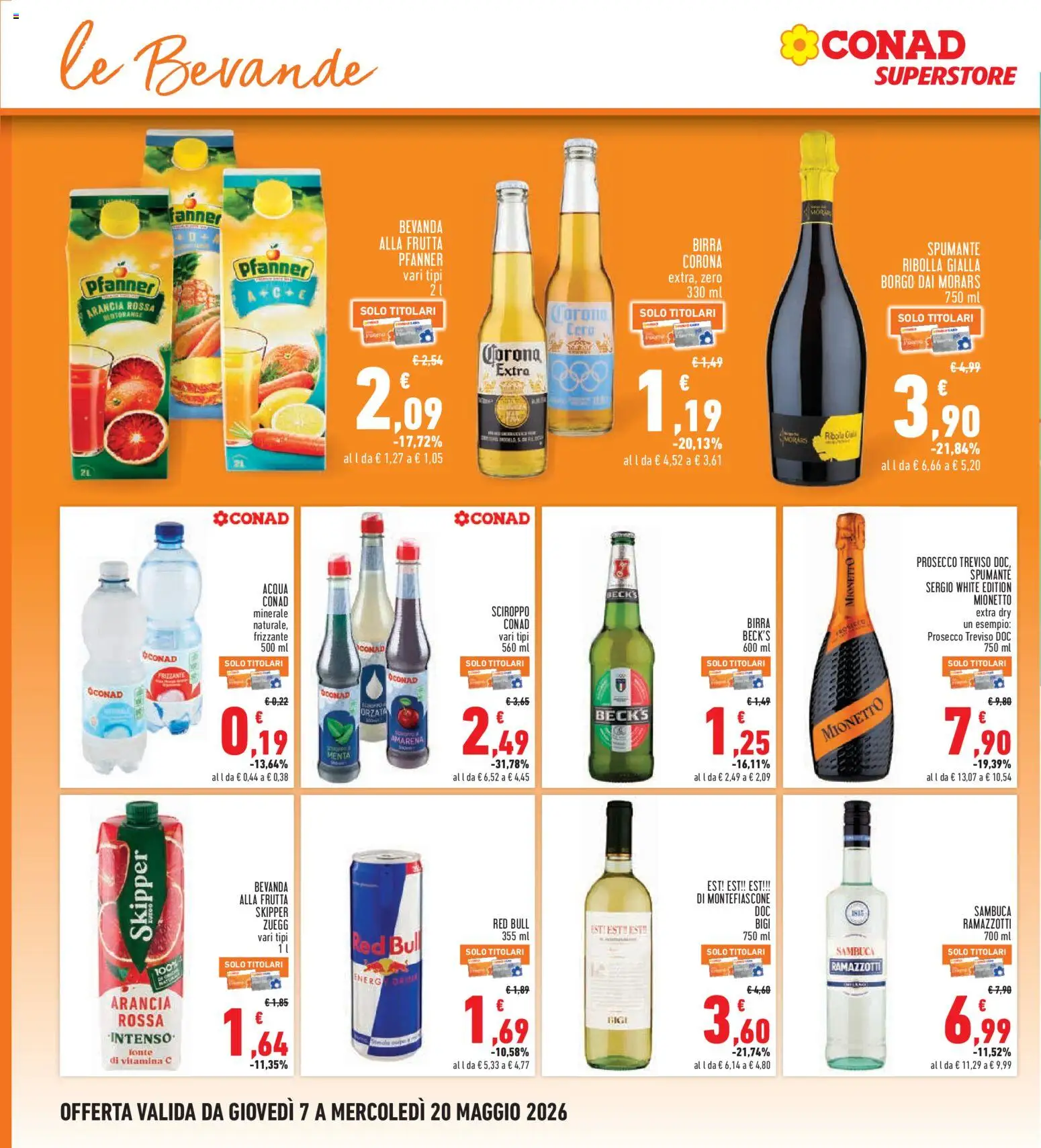 Volantino Conad del 07.05.2026 | Pagina: 22 | Prodotti: Birra, Prosecco, Frutta, Arancia