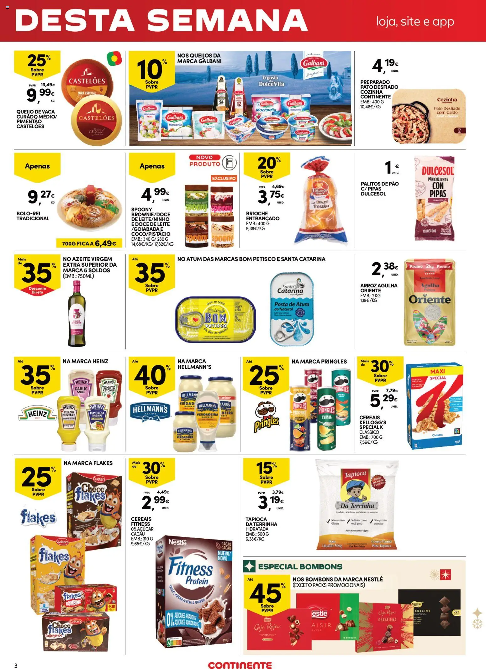 Continente folheto Fim de Semana │ válido de 09/10/2026 | Página: 3 | Produtos: Azeite, Tapioca, Cereais, Ketchup