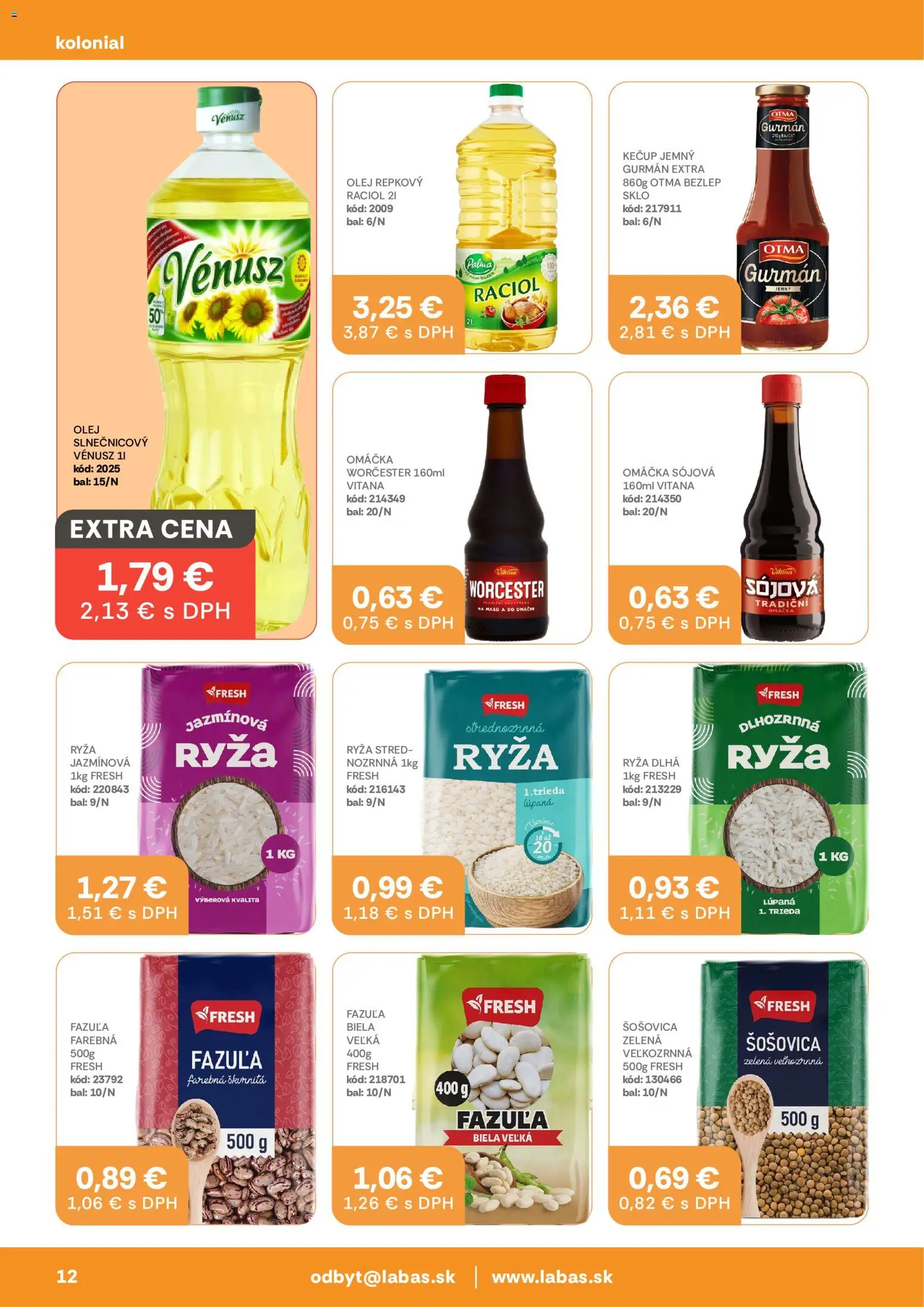 Nové Labaš akcie – leták je platný od 11.09.2026 | Strana: 12 | Produkty: Olej, Ryža, Mäso, Omáčka