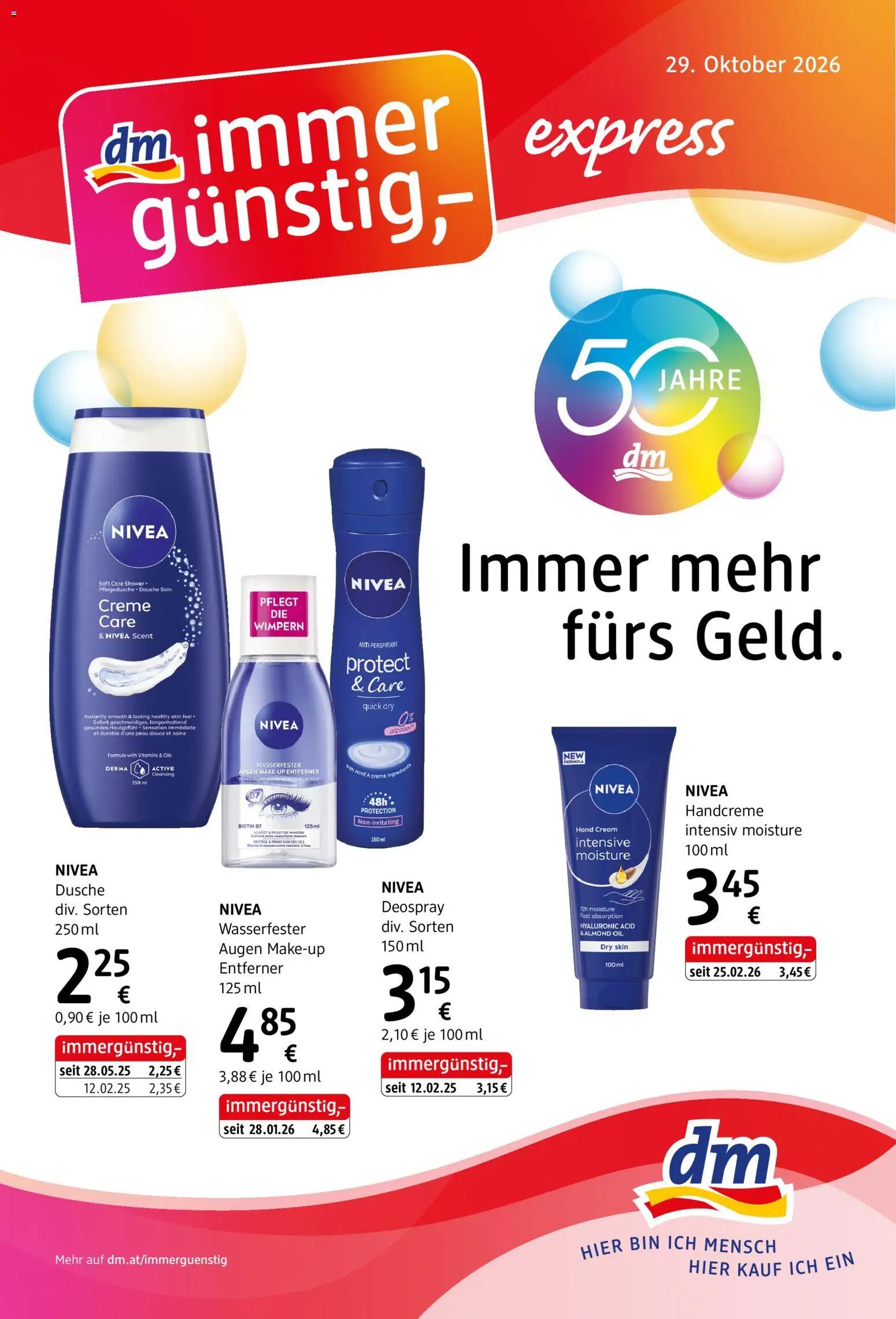 dm drogerie markt Flugblatt gültig ab 29.10.2026 | Seite: 1 | Produkte: Dusche, Creme, Handcreme