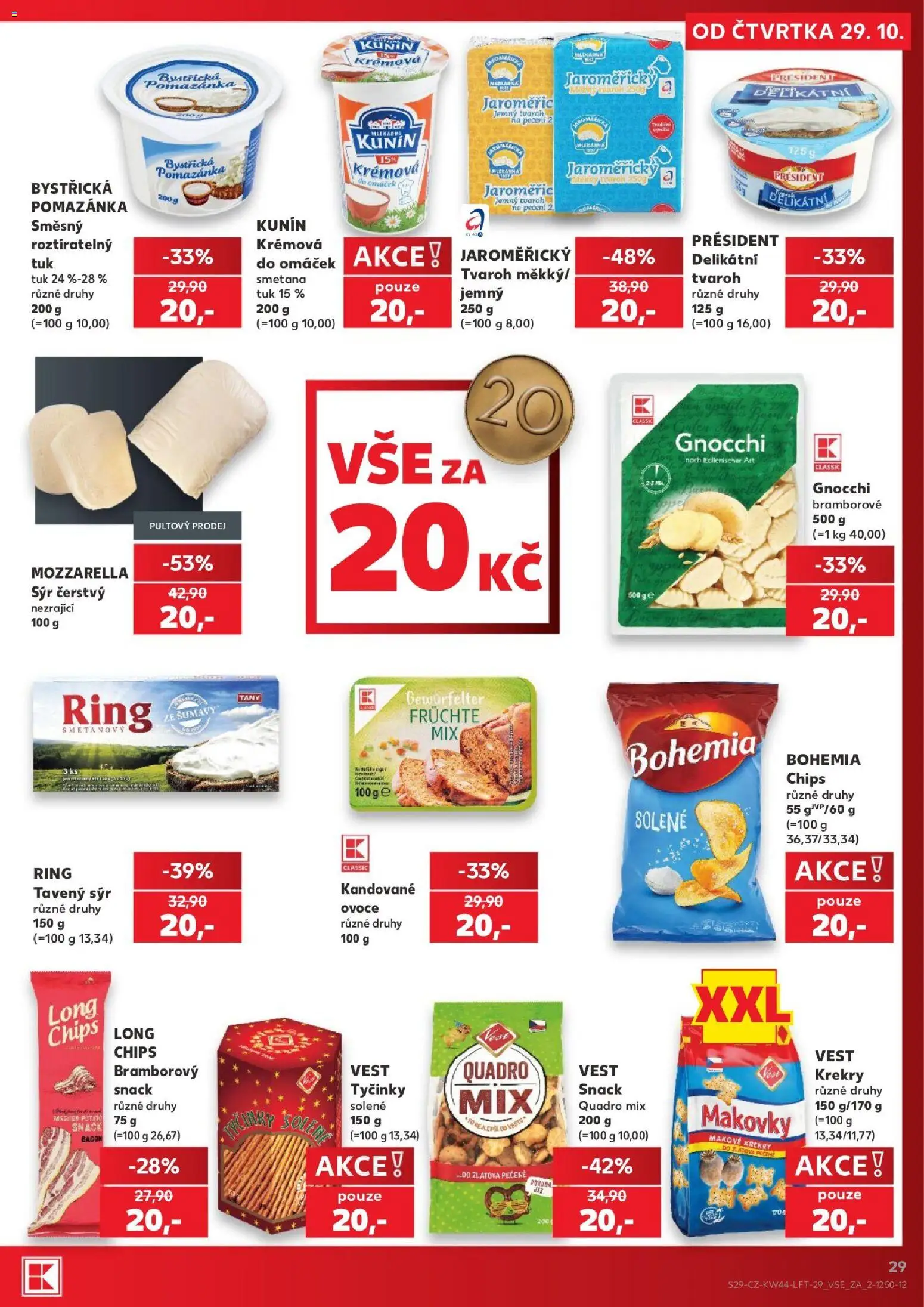 Kaufland leták od 29.10.2026 | Strana: 29 | Produkty: Tavený sýr, Sýr, Kandované ovoce, Gnocchi