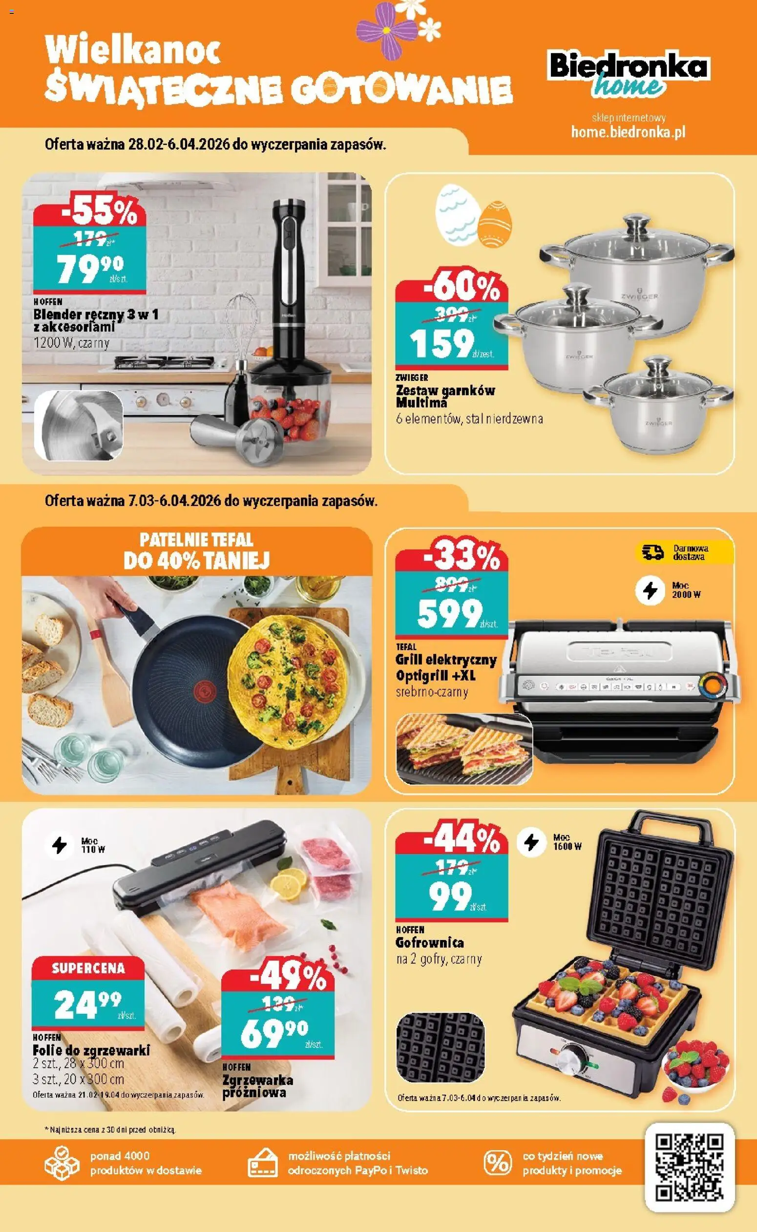 Biedronka gazetka - Home od 07.03.2026 | Strona: 3 | Produkty: Gofrownica, Patelnie, Blender, Tefal