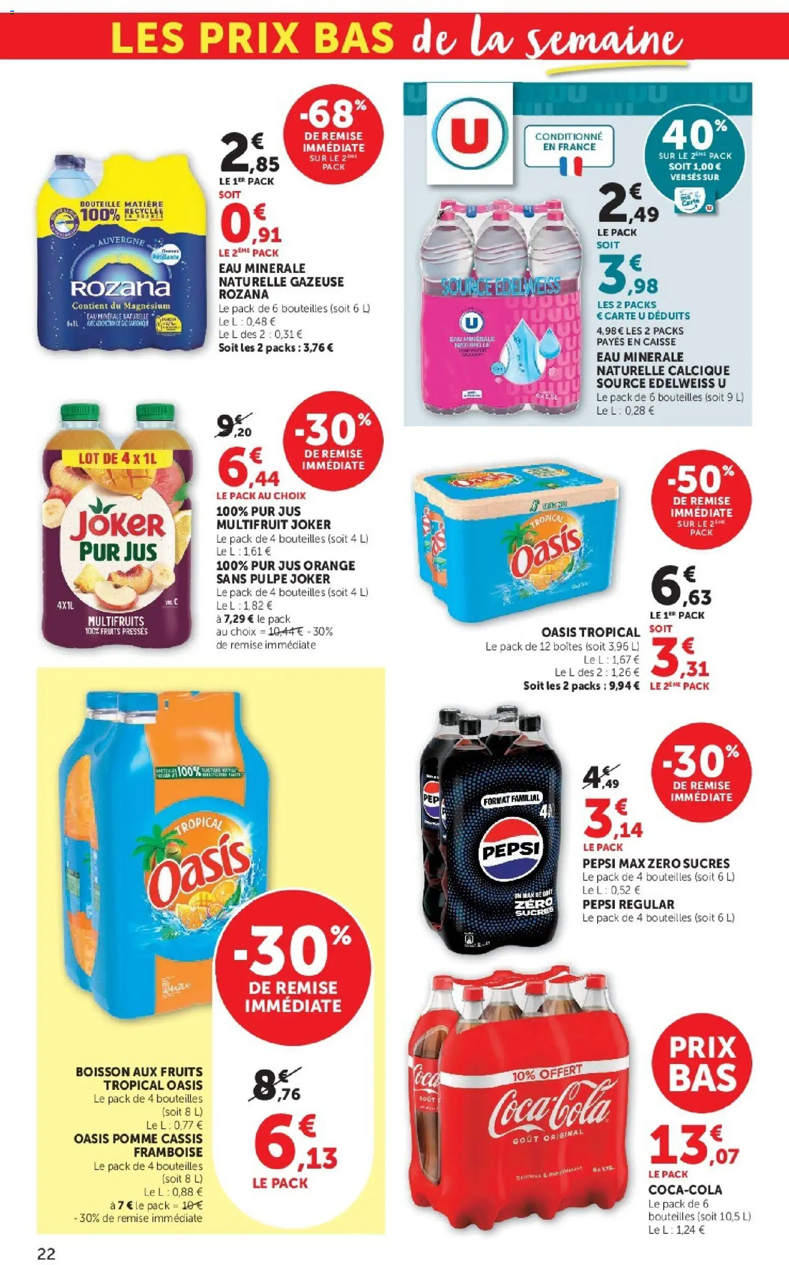 {H1} | Page: 22 | Produits: Eau minérale, Boisson, Pomme, Coca cola