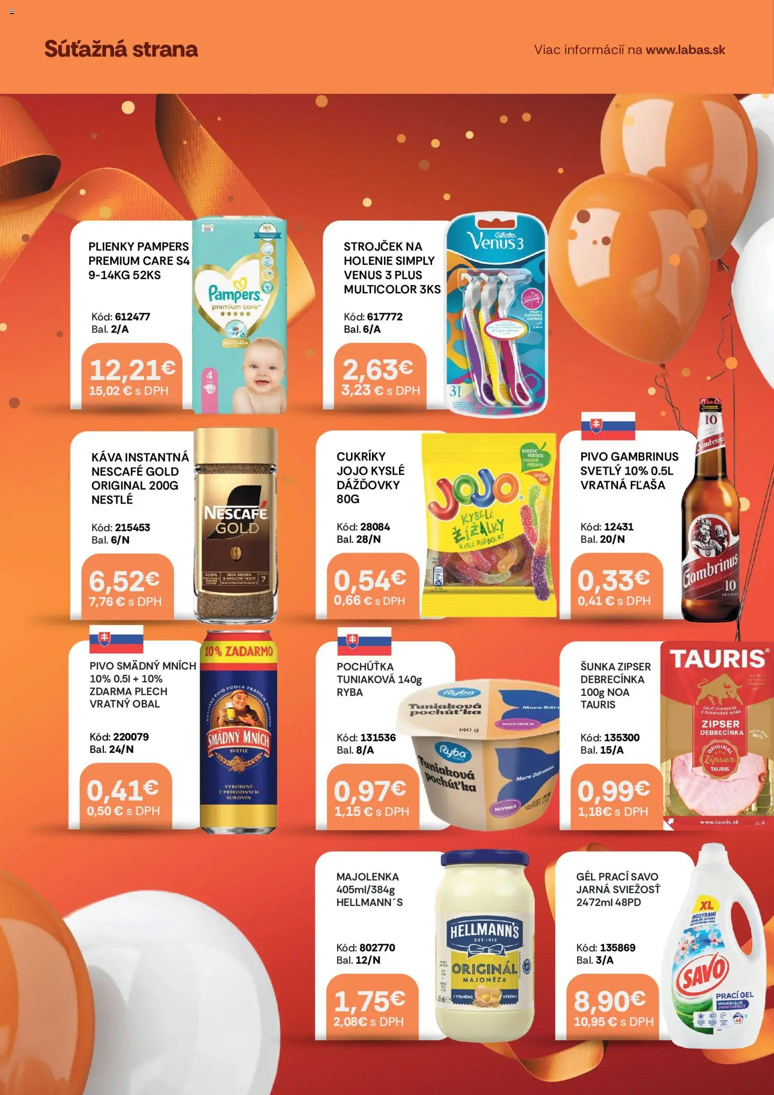 Nové Labaš akcie – leták je platný od 14.08.2026 | Strana: 5 | Produkty: Strojček, Cukríky, Pampers
