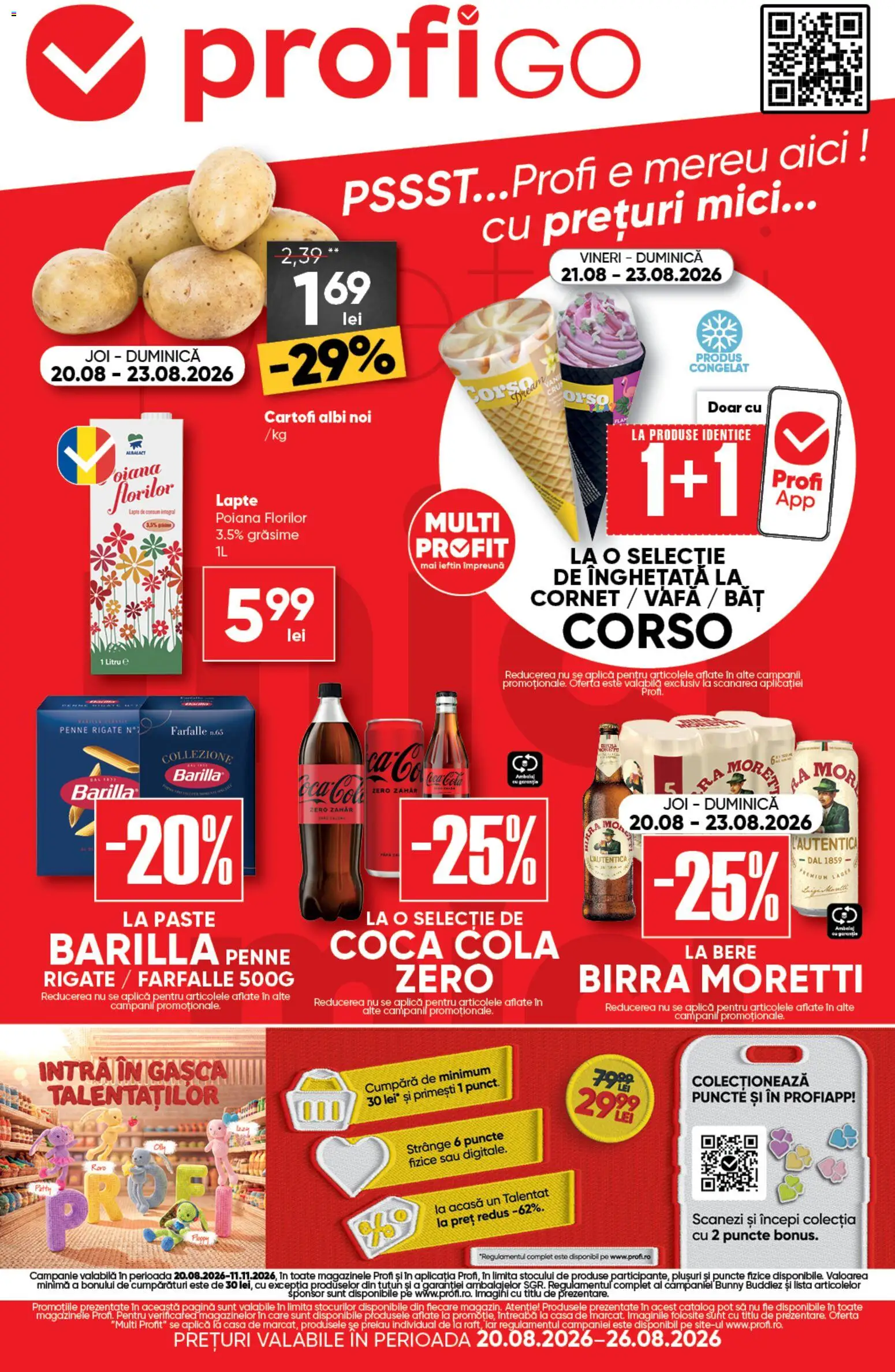 Noul catalog Profi – valabil de la 20.08.2026 | Pagină: 1 | Produse: Cola, Coca cola, Paste, Înghețată