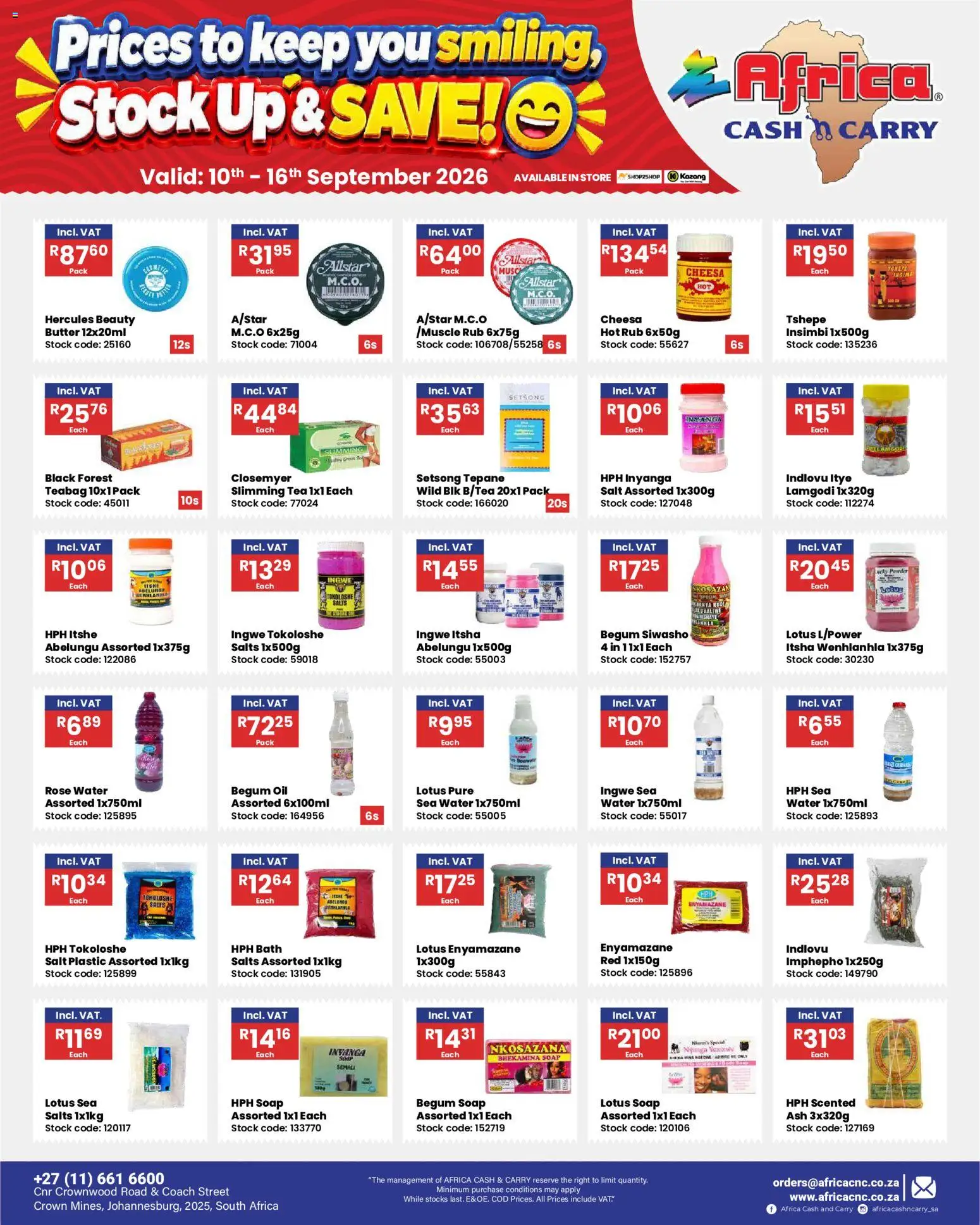 New Africa Cash & Carry catalogue – valid from 10/09/2026 | Page: 21 | Products: Lotus, Bath, Stock, Soap
