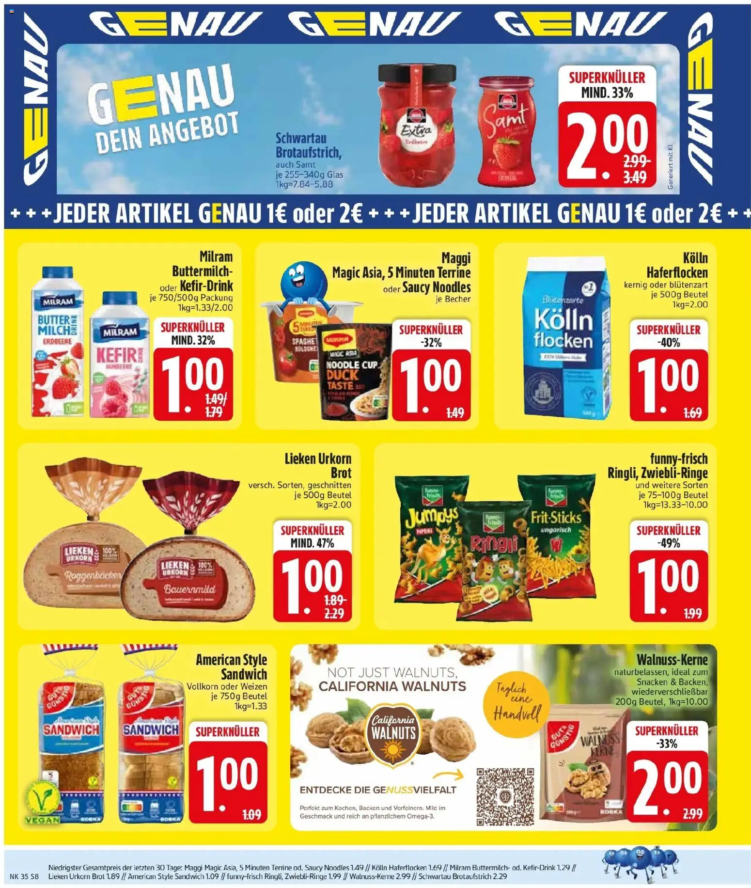 Edeka Prospekt Zwiesel (ab 24.08.2026) » Angebote Online | Seite: 10 | Produkte: Kolln haferflocken, Milram, Schwartau extra, Flocken