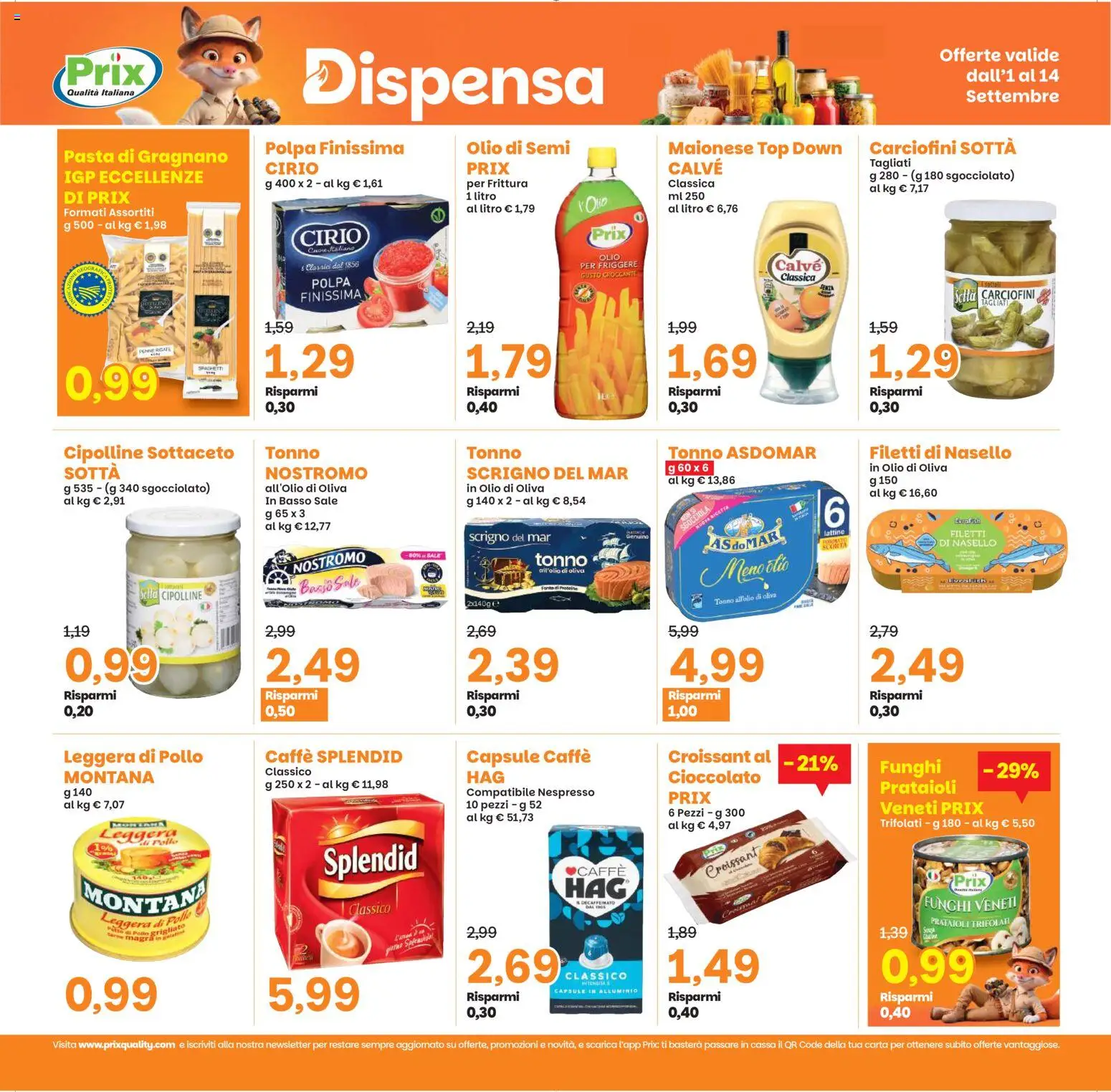 Volantino Prix del 01/09/2026 | Pagina: 17 | Prodotti: Sale, Tonno, Carne, Nasello