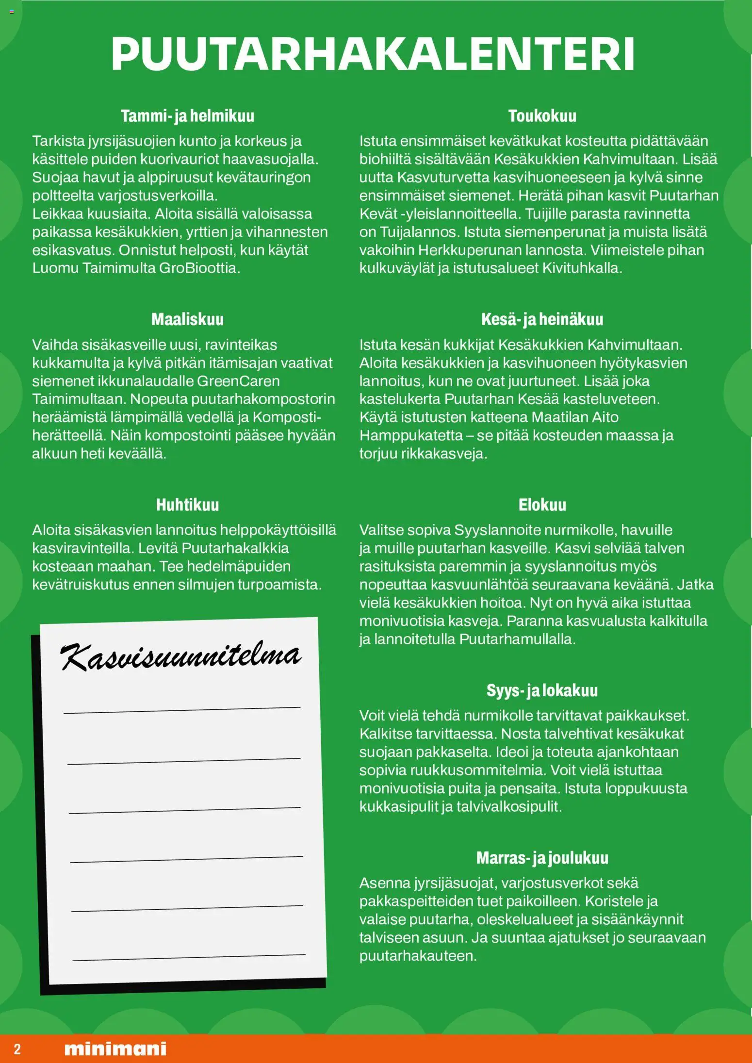 Minimani kuvasto - GreenCare – voimassa 18.05.2026 alkaen | Sivu: 2 | Tuotteet: Siemenet, Komposti, Tee