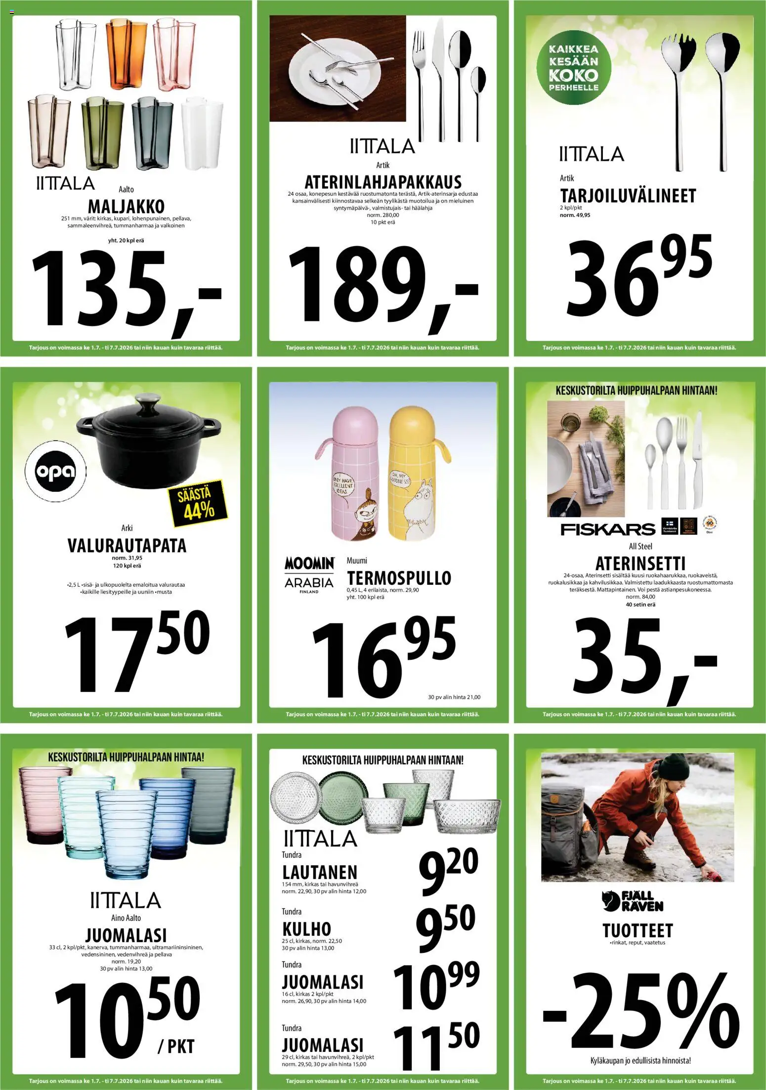 Tuuri tarjoukset – voimassa 01/07/2026 alkaen | Sivu: 33 | Tuotteet: Maljakko, Voi, Termospullo, Lautanen