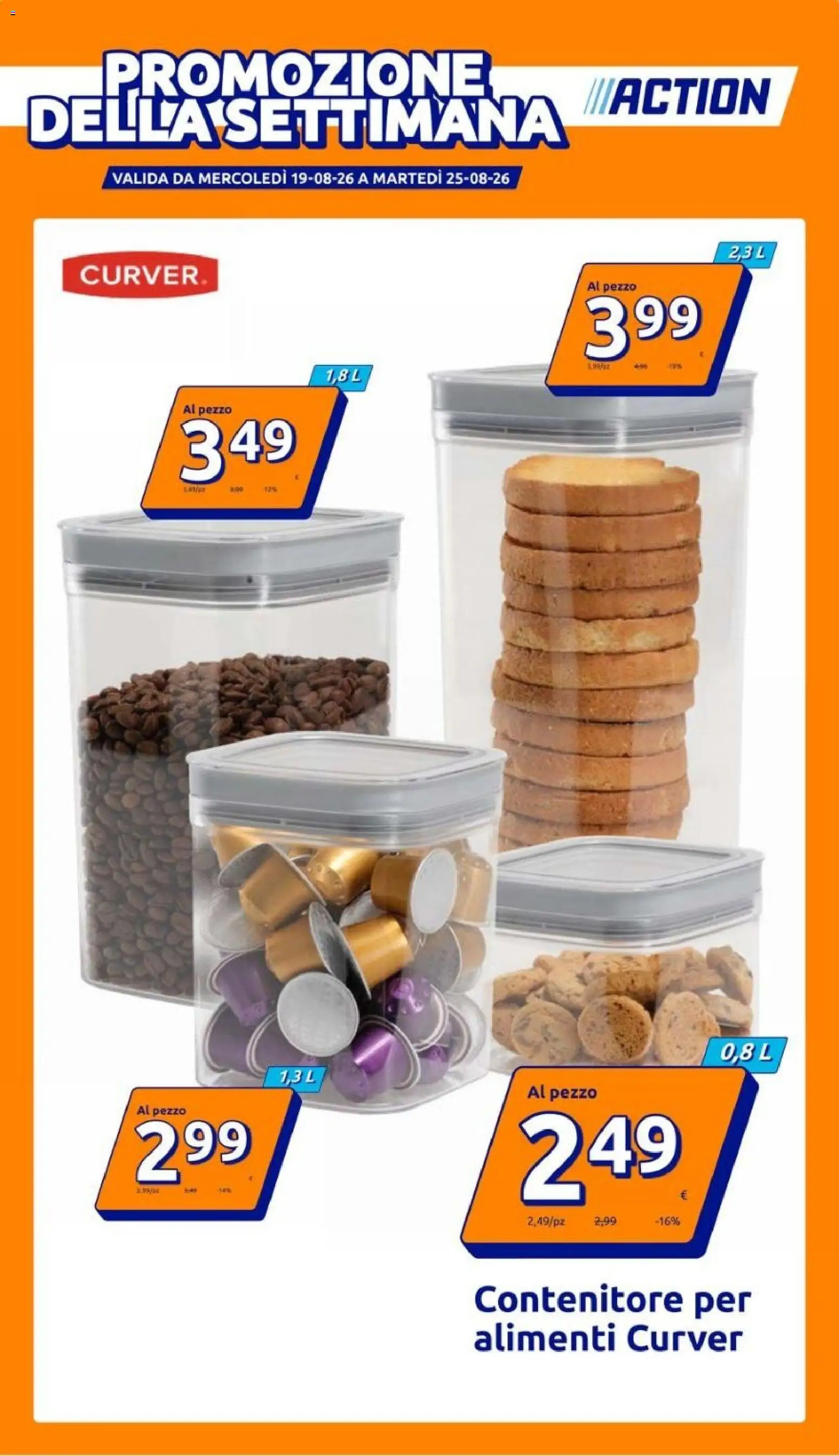 Volantino Action del 19/08/2026 | Pagina: 1 | Prodotti: Contenitore per alimenti, Contenitore