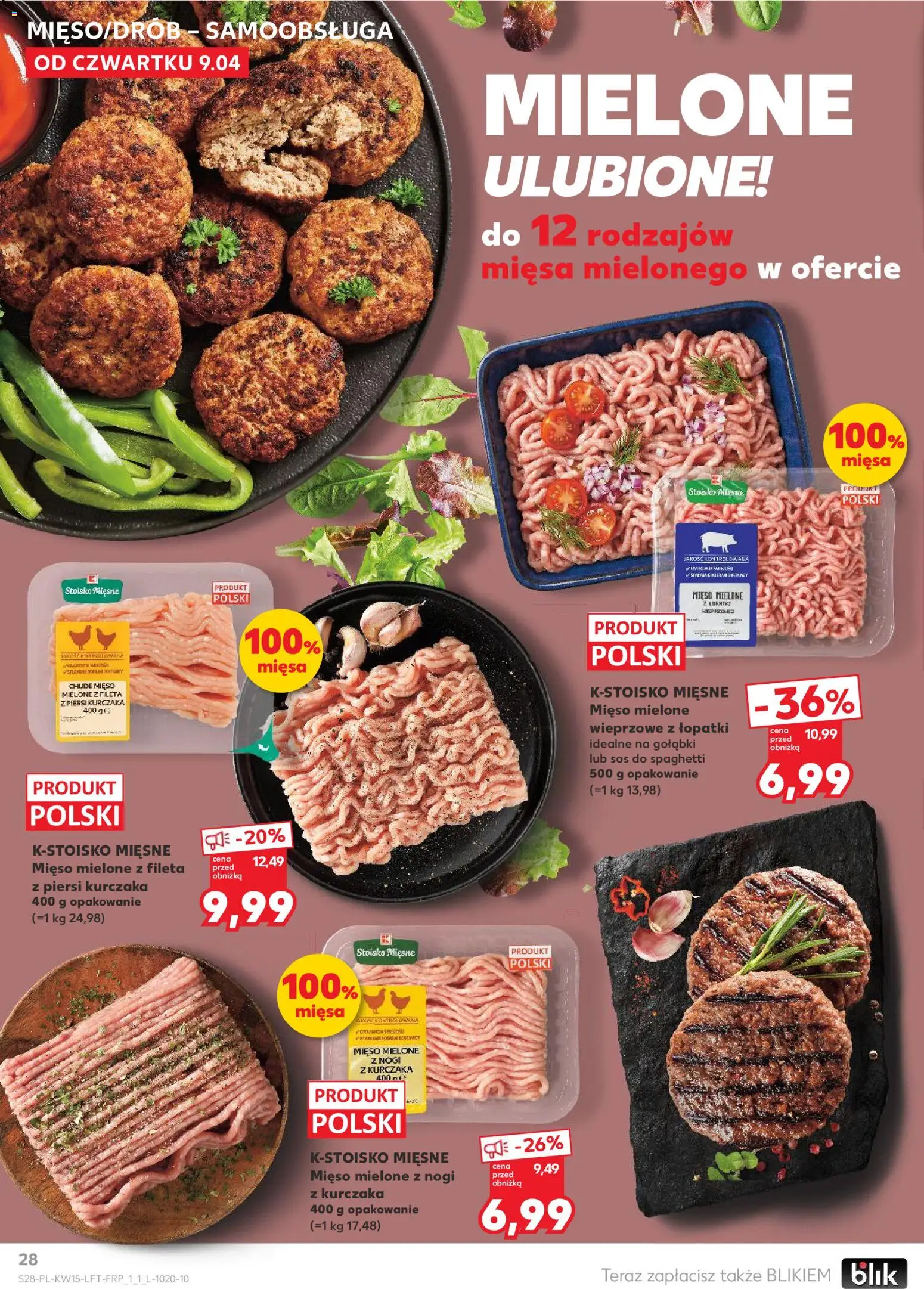 Kaufland gazetka od 09.04.2026 | Strona: 28 | Produkty: Mięso, Mięso mielone, Sos do spaghetti, Sos