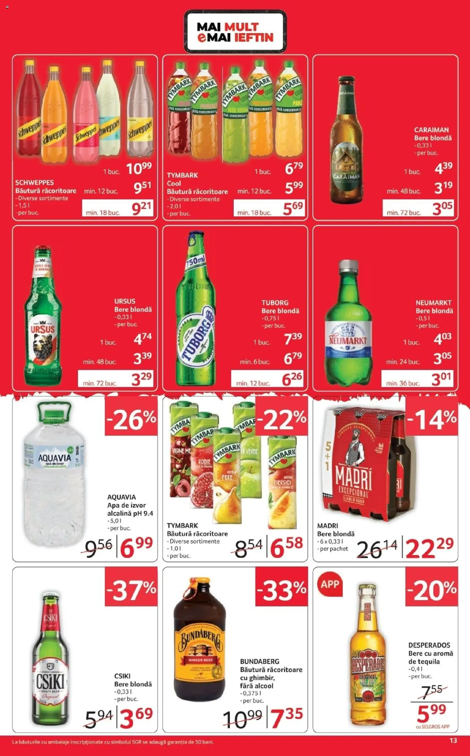 Noul catalog Selgros – valabil de la 16.10.2026 | Pagină: 13 | Produse: Pară, Desperados, Piersici, Apă