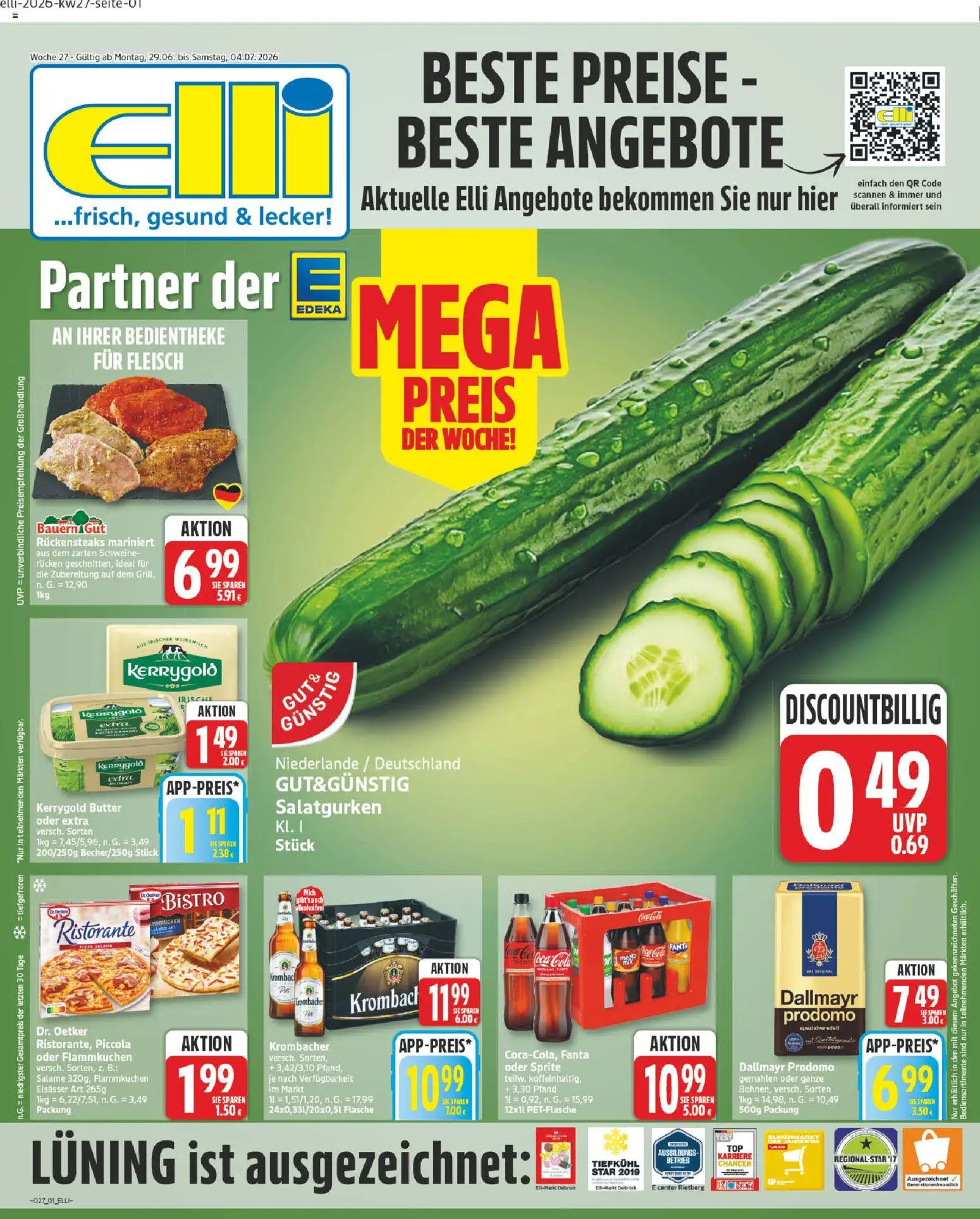 Elli Markt Prospekt Lippstadt – gültig ab 29.06.2026 | Seite: 1 | Produkte: Sprite, Butter, Dallmayr, Dallmayr prodomo