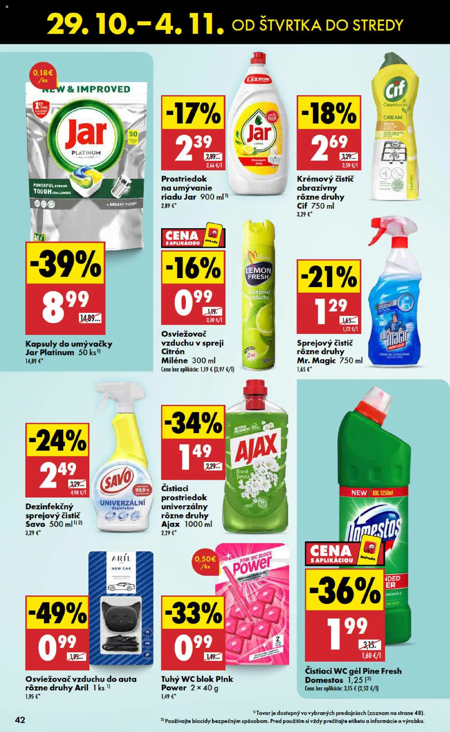 Nové Biedronka akcie – leták je platný od 29.10.2026 | Strana: 42 | Produkty: Osviežovač vzduchu, Wc, Cif