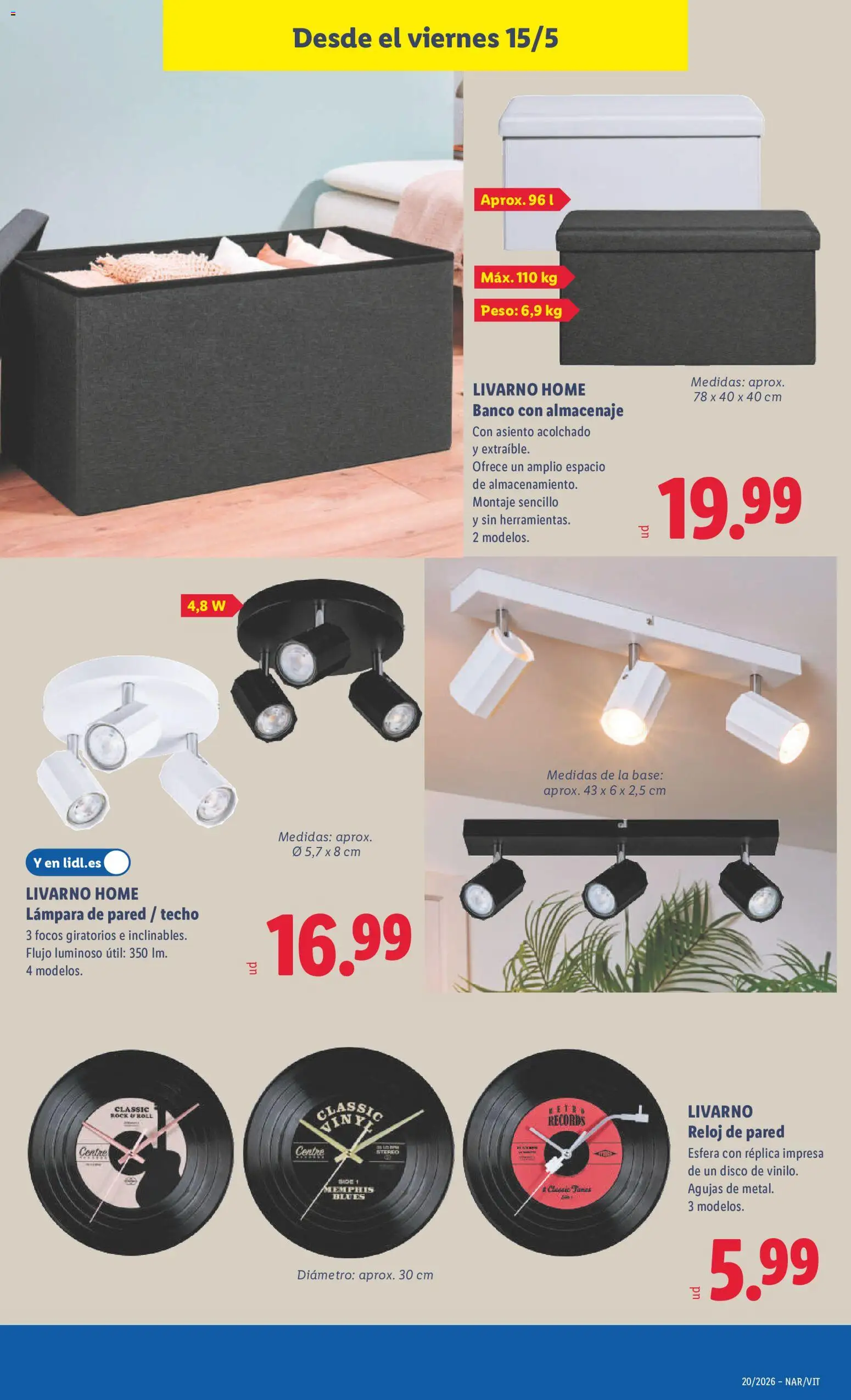 Lidl folleto de bazar │ válido desde el 11.05.2026 | Página: 35 | Productos: Reloj, Disco, Peso, Lámpara
