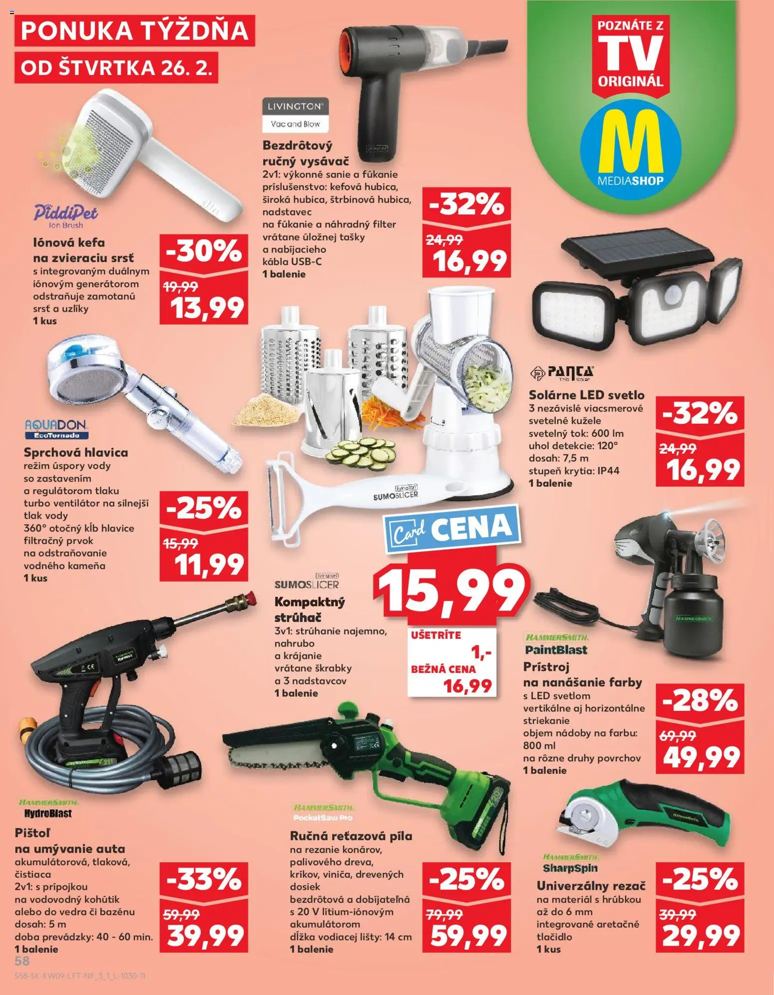Nové Kaufland akcie – leták je platný od 26.02.2026 | Strana: 58 | Produkty: Reťazová píla, Svetlo, Ventilátor, Píla