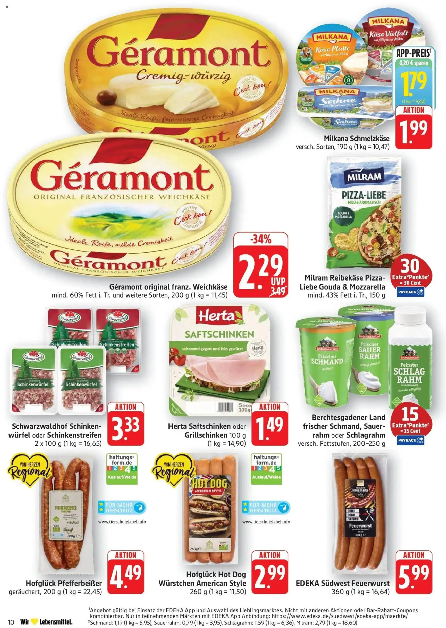 Edeka Prospekt Geislingen – gültig ab 27.07.2026 | Seite: 10 | Produkte: Geramont, Gouda, Milram, Schinken