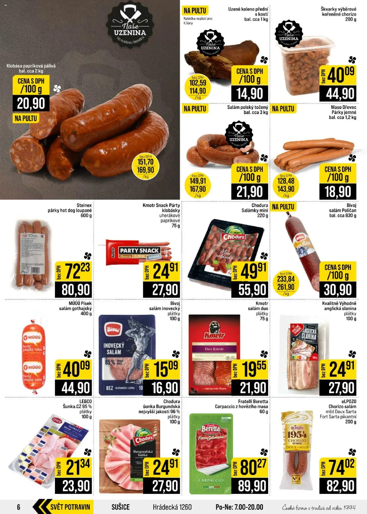 Jip leták - Cash & Carry od 30.09.2026 | Strana: 6 | Produkty: Šunka, Anglická slanina, Sušiče, Slanina