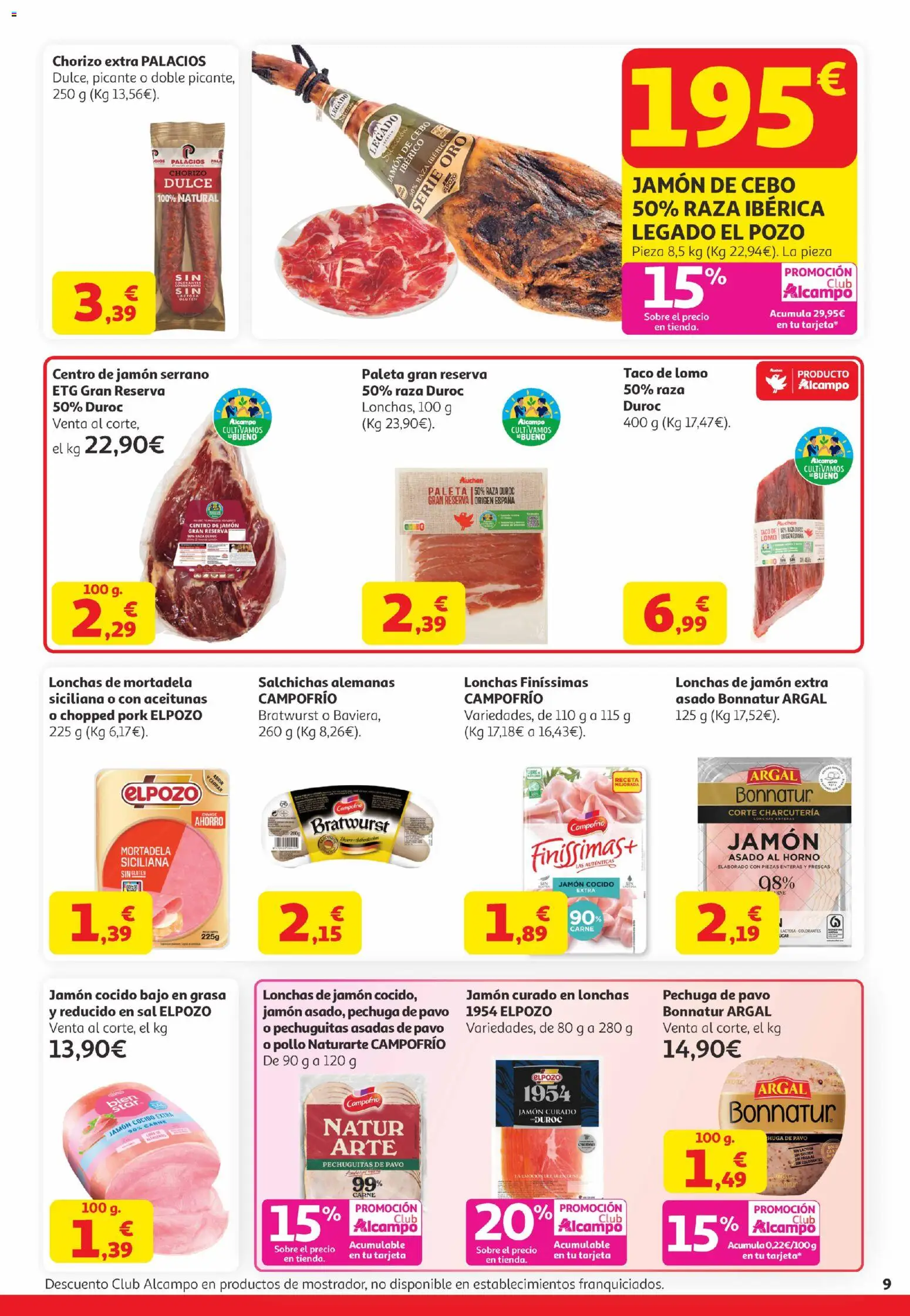 Alcampo Canarias │ válido desde el 21.04.2026 | Página: 9 | Productos: Jamón serrano, Jamón, Jamón cocido, Horno