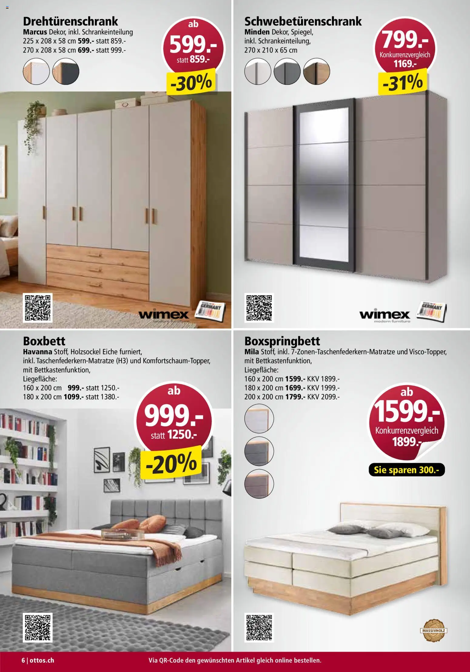 Otto's Aktionen Möbelflyer – gültig ab 01.09.2026 | Seite: 6 | Produkte: Schwebetürenschrank, Drehtürenschrank, Havanna, Boxspringbett