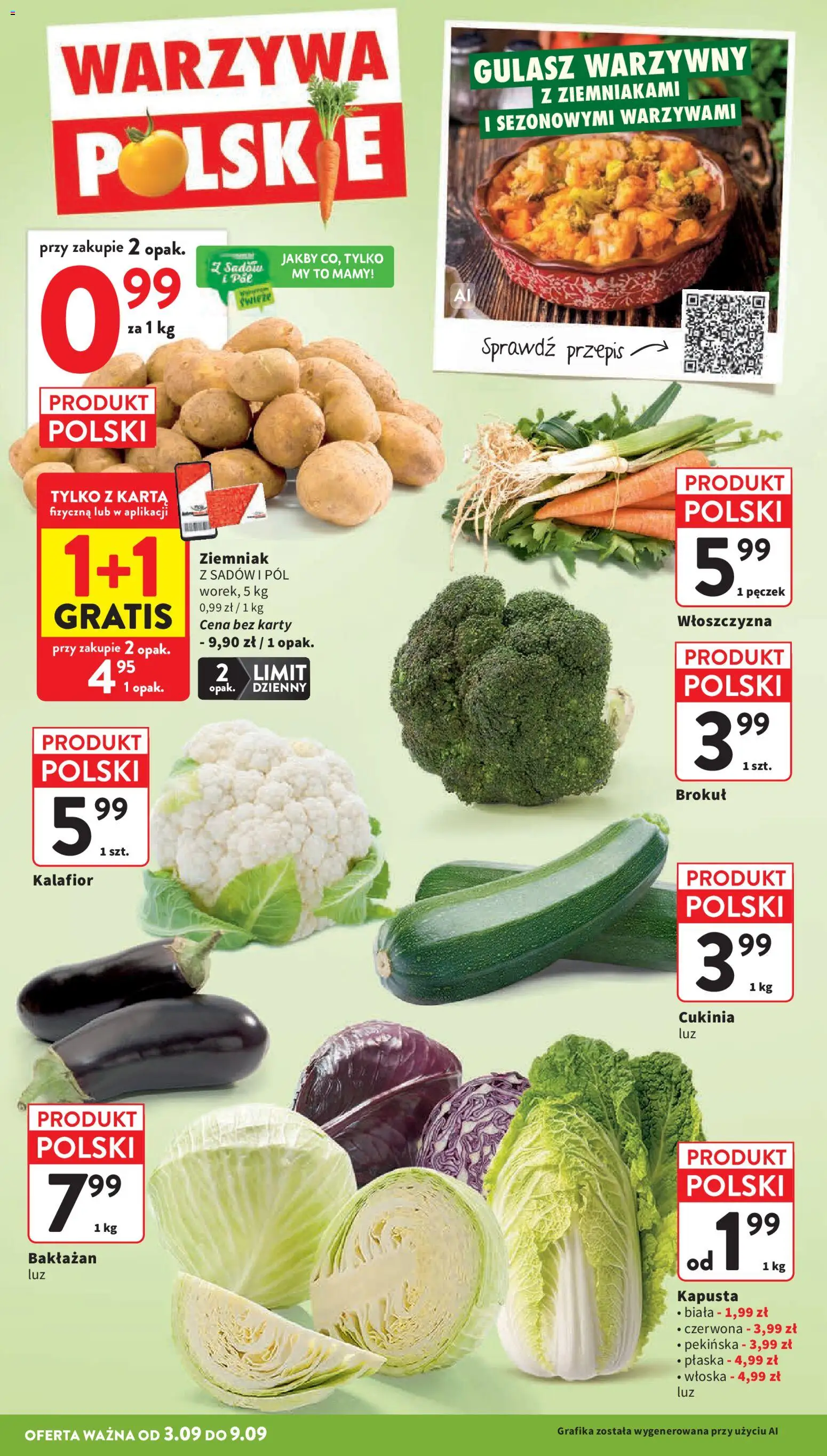 Intermarche gazetka od 03.09.2026 | Strona: 10 | Produkty: Bakłażan, Kalafior, Brokuł, Gulasz