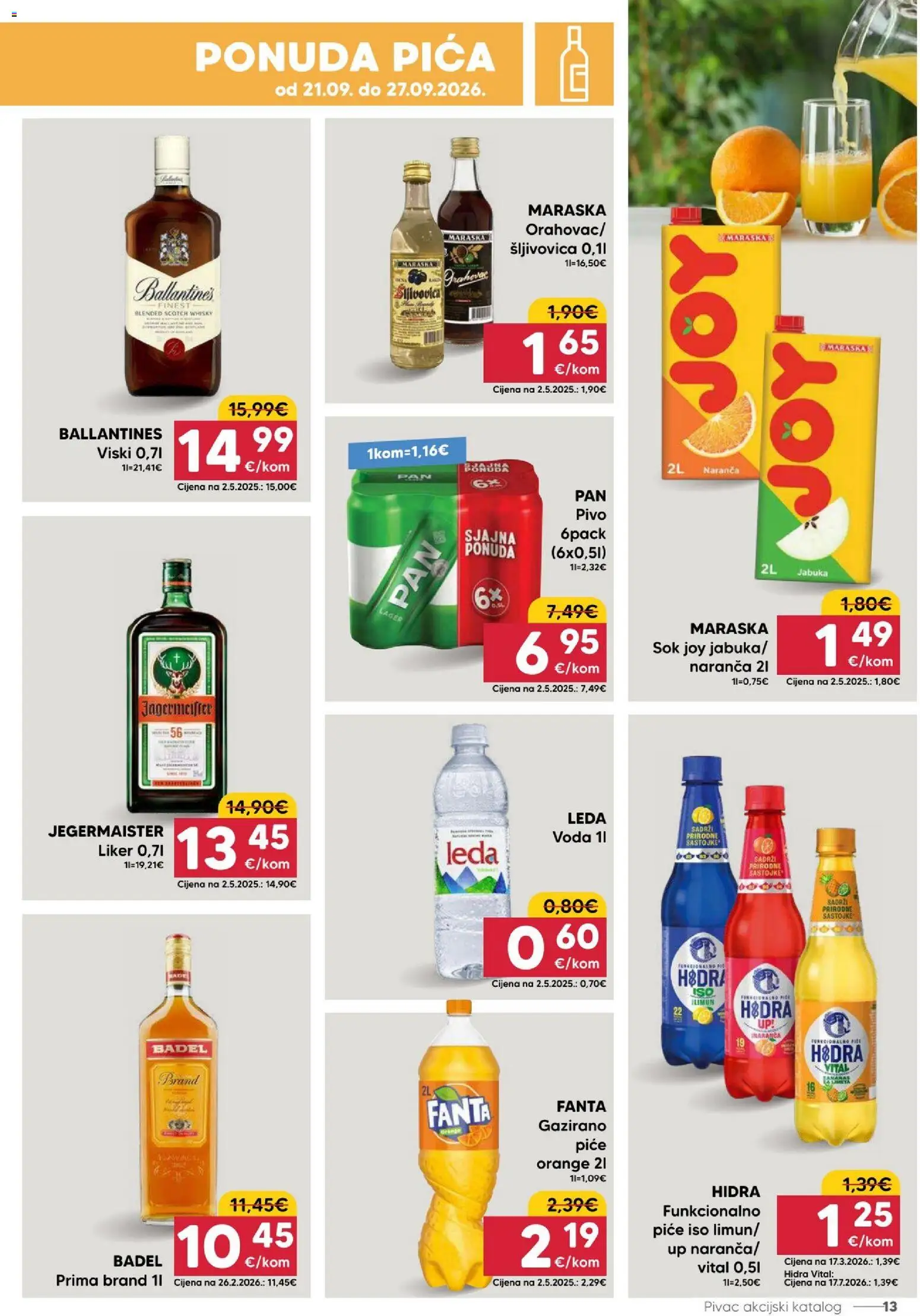 Pivac katalog | vrijedi od 21.09.2026 | Stranica: 13 | Proizvodi: Fanta, Sok, Whisky, Jabuka