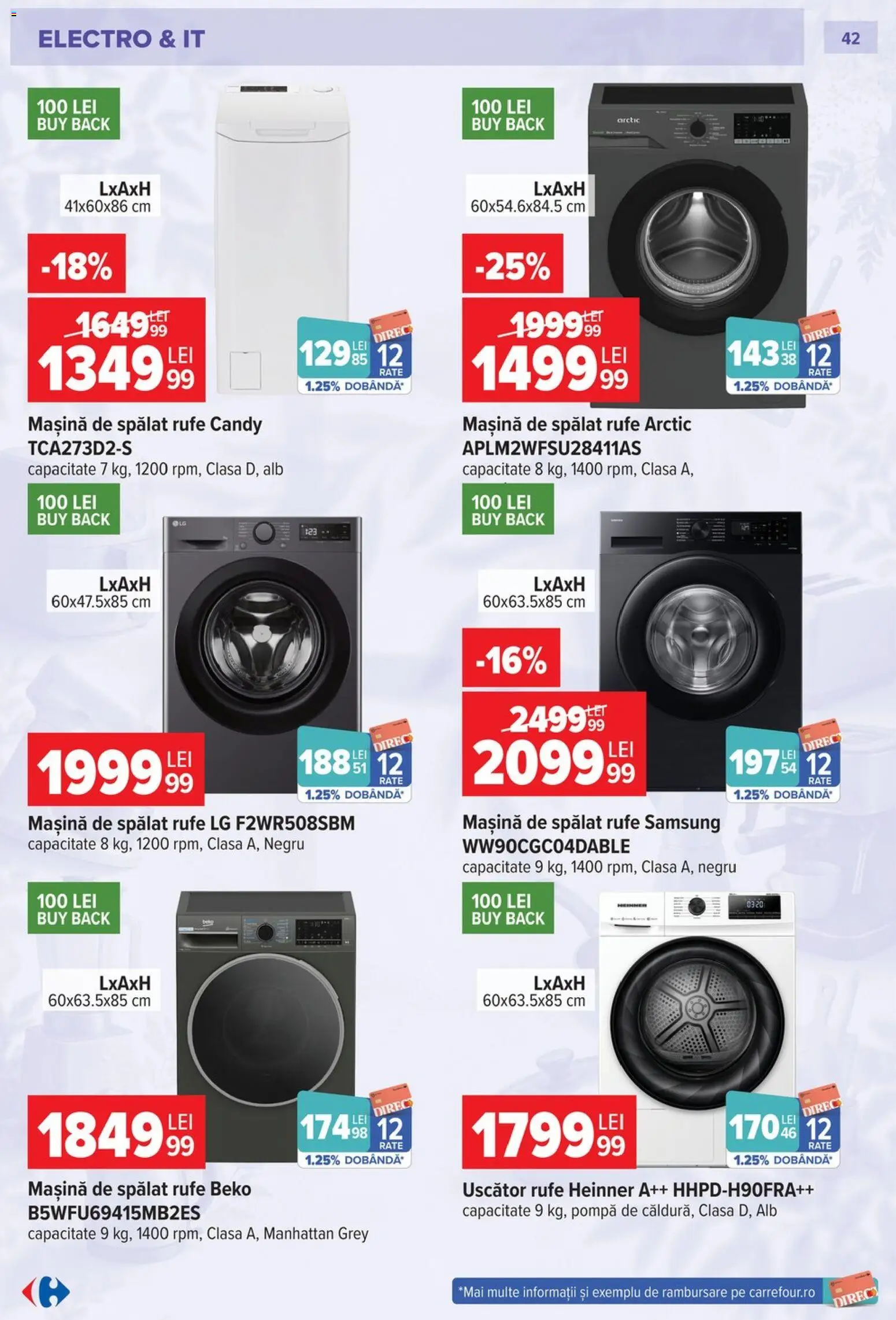 Noul catalog Carrefour – valabil de la 23.09.2026 | Pagină: 42 | Produse: Mașină De Spălat, Uscător, Grey, Uscător rufe