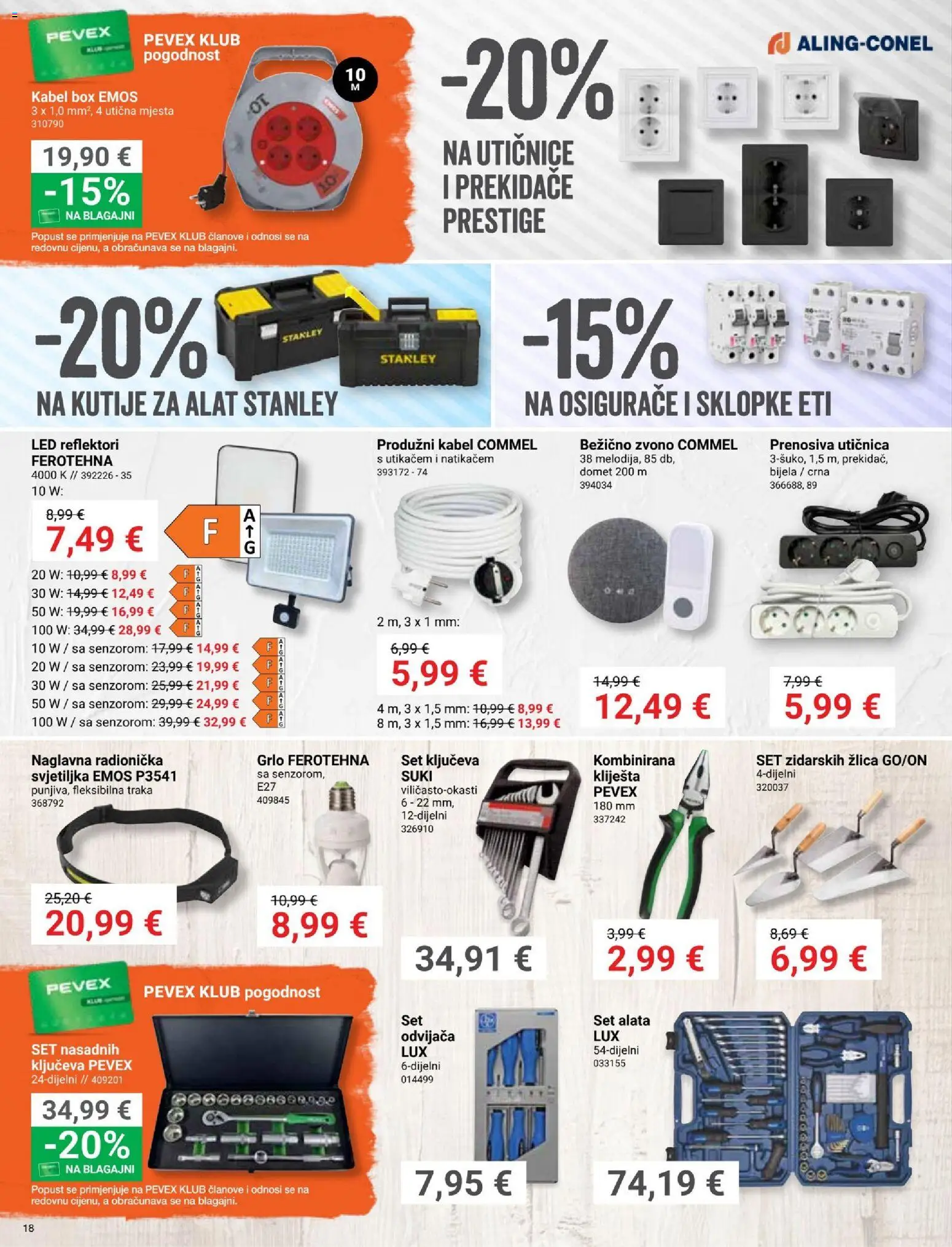 Pevex katalog | vrijedi od 23.07.2026 | Stranica: 18 | Proizvodi: Svjetiljka, Alat, Kliješta, Kabel