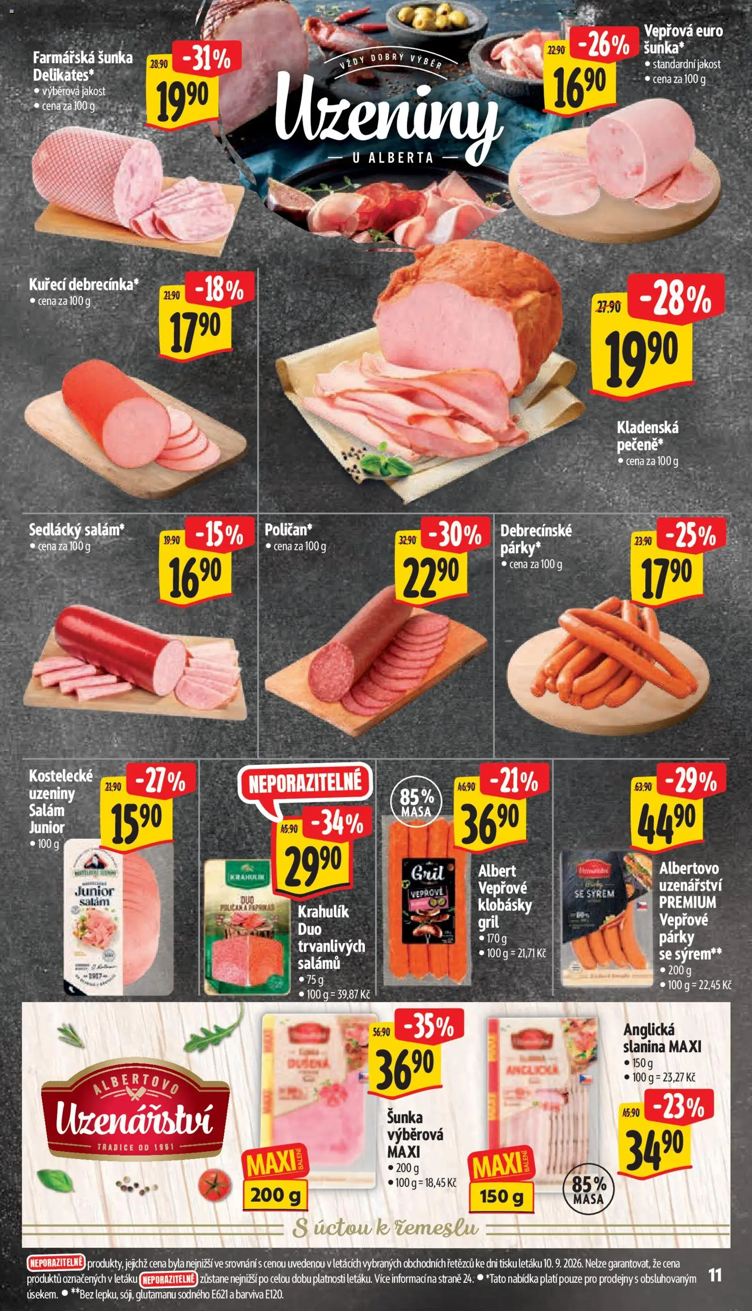 Albert leták - Supermarket -  	Frenštát pod Radhoštěm od 16.09.2026 | Strana: 25 | Produkty: Párky, Gril, Vepřové párky, Slanina