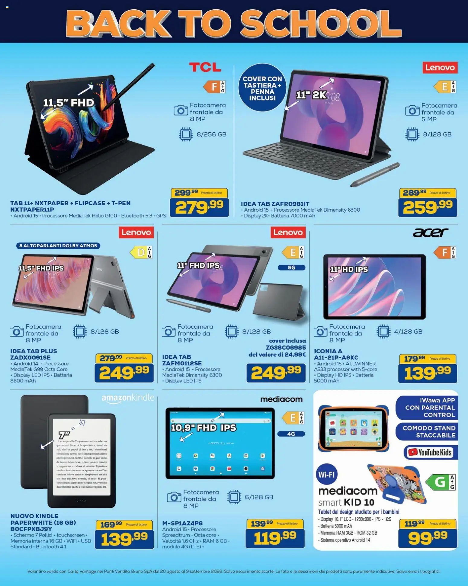 Volantino BRUNO del 20/08/2026 | Pagina: 7 | Prodotti: Schermo, Tablet, Tastiera, Batteria