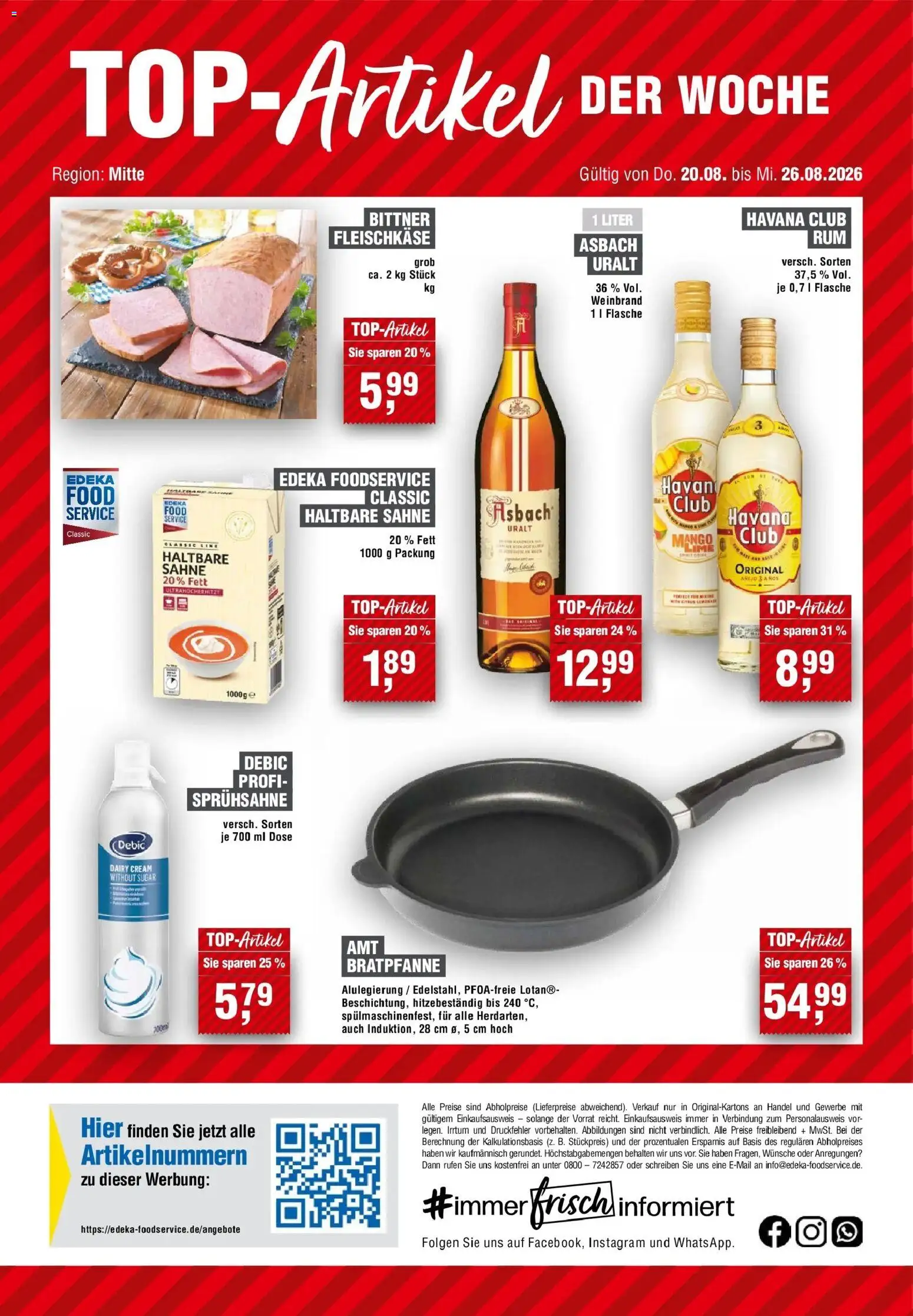 Edeka Prospekt Pirna (ab 20.08.2026) » Angebote Online | Seite: 14 | Produkte: Havana club, Mango, Sahne, Asbach