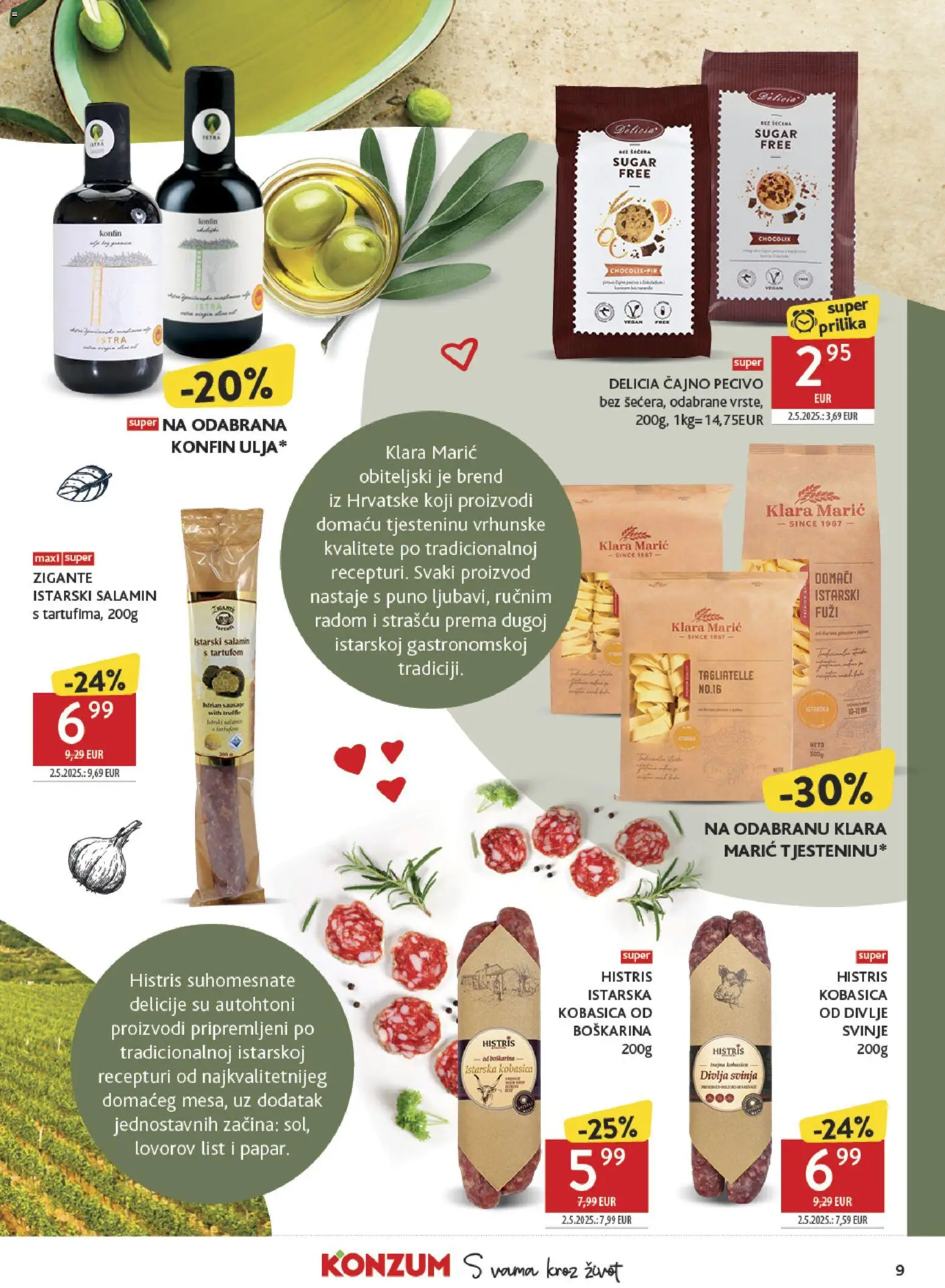 Konzum katalog | vrijedi od 18.05.2026 | Stranica: 9 | Proizvodi: Tjestenina, Kobasica, Pasta, Pecivo